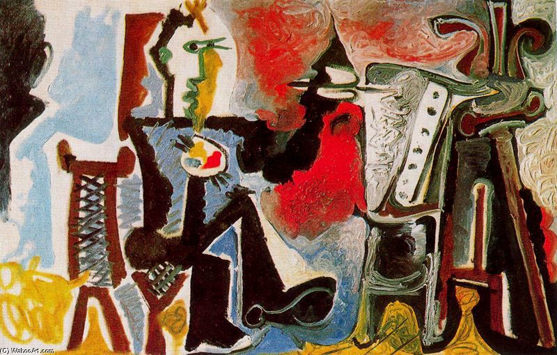 WikiOO.org – 美術百科全書 - 繪畫，作品 Pablo Picasso -  的  画家  和他的 model 25