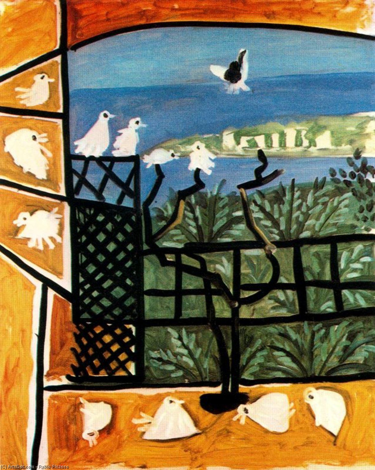 Wikoo.org - موسوعة الفنون الجميلة - اللوحة، العمل الفني Pablo Picasso - The pigeons