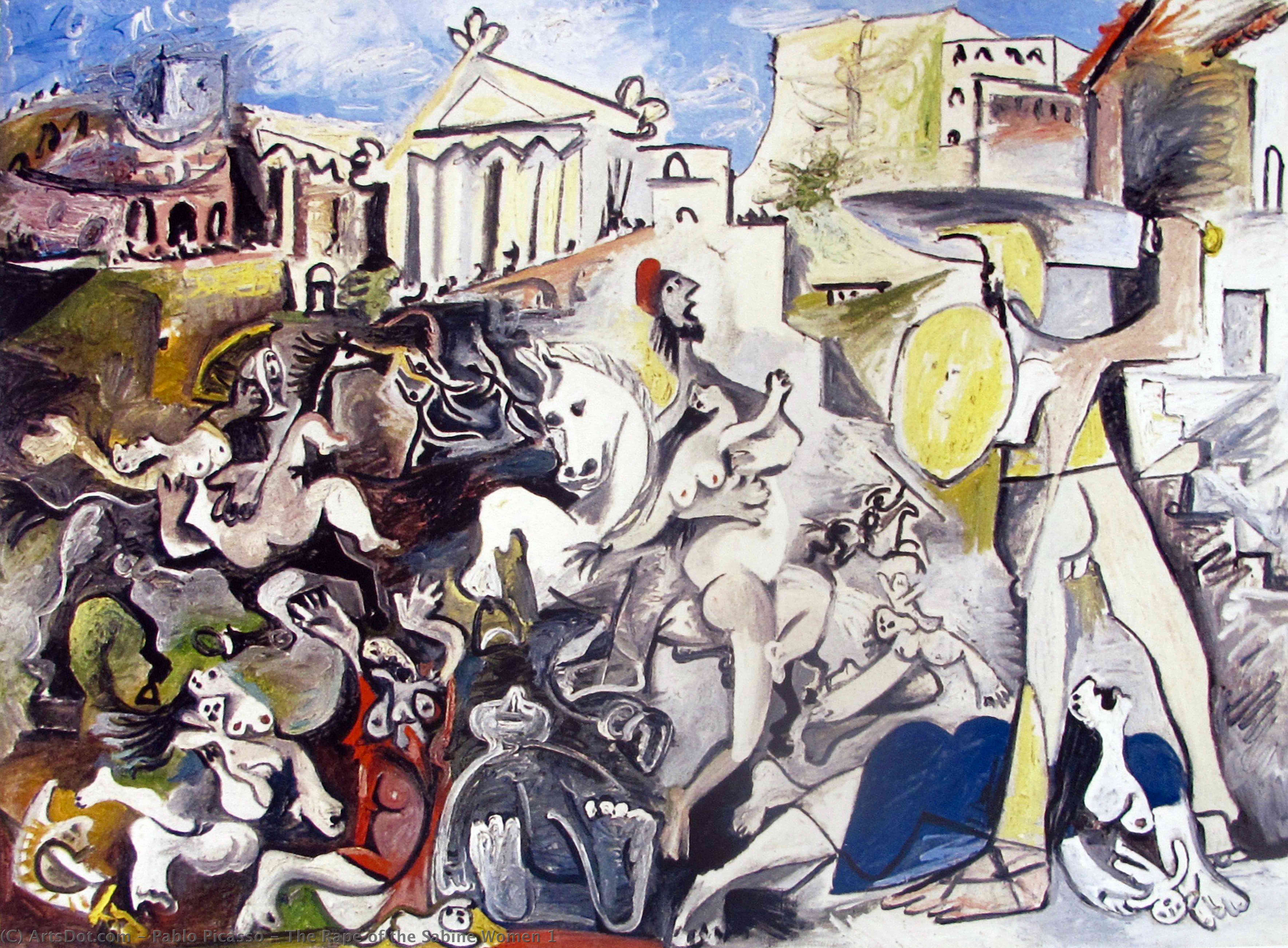 Wikioo.org – La Enciclopedia de las Bellas Artes - Pintura, Obras de arte de Pablo Picasso - la violación de las sabinas 1