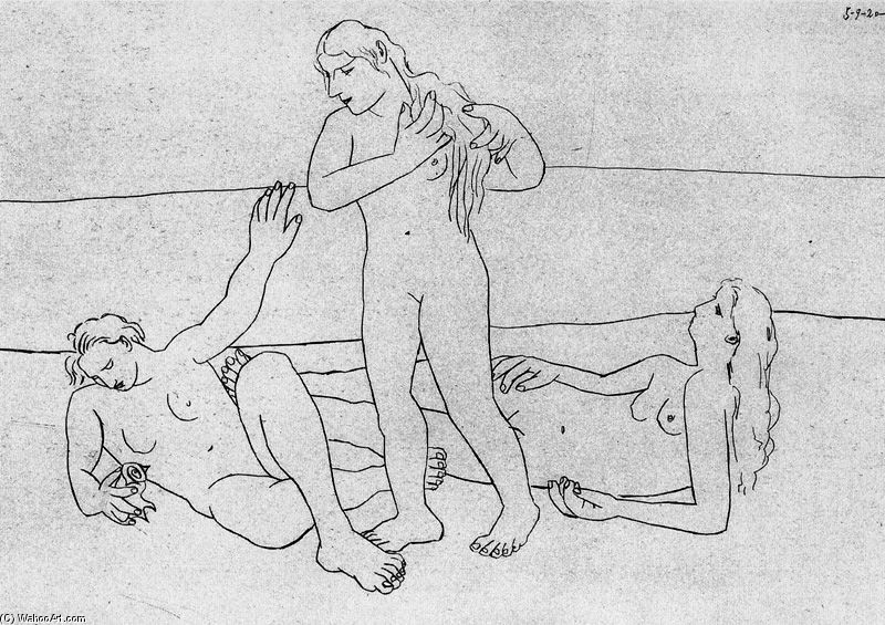 WikiOO.org - Enciclopédia das Belas Artes - Pintura, Arte por Pablo Picasso - Three bathers 1