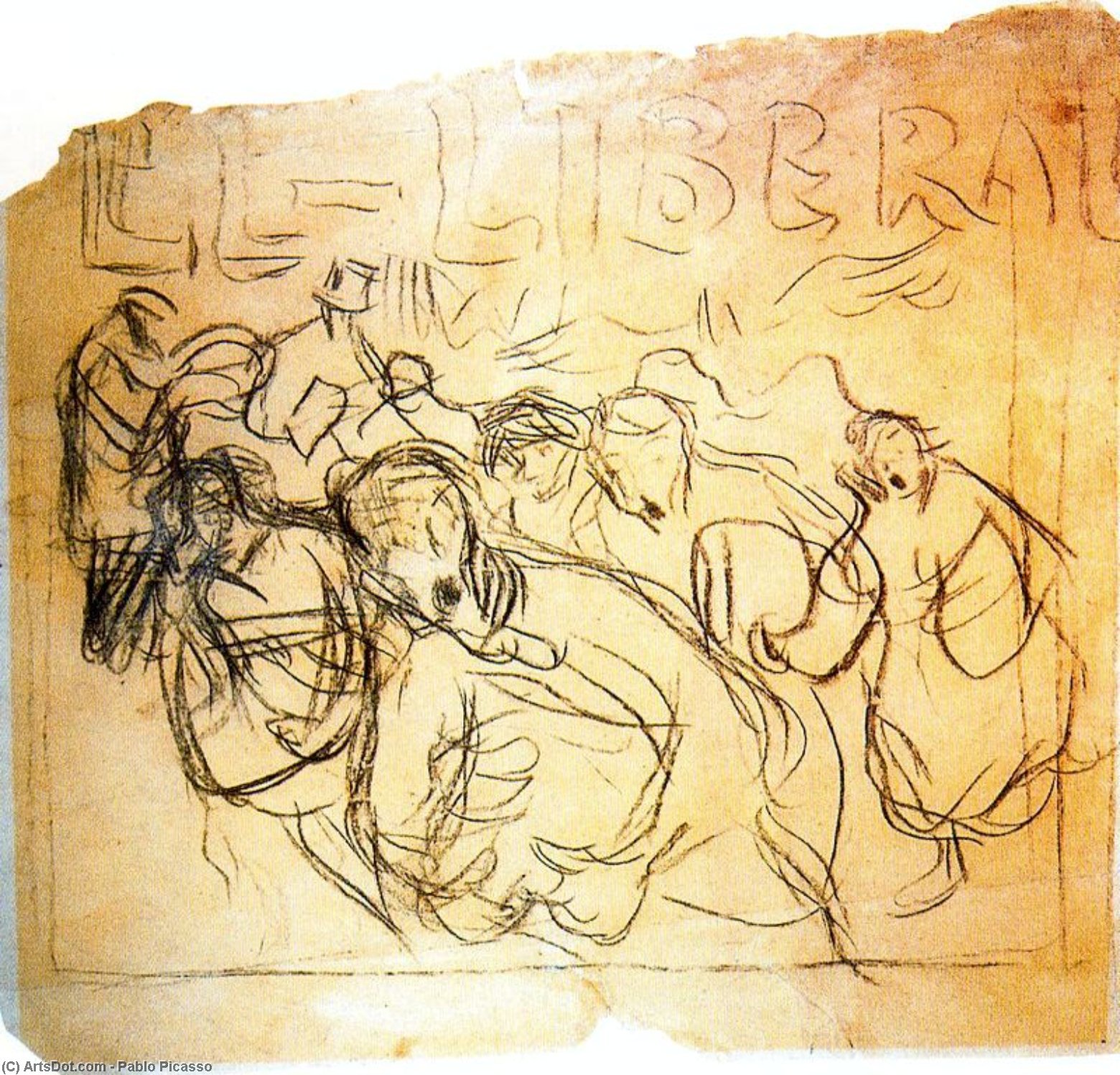 Wikioo.org - สารานุกรมวิจิตรศิลป์ - จิตรกรรม Pablo Picasso - Uno de los esbozos para el cartel del diario El Liberal