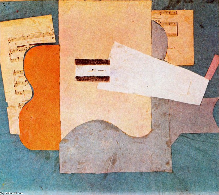 WikiOO.org - Encyclopedia of Fine Arts - Schilderen, Artwork Pablo Picasso - Violín y pintura de música