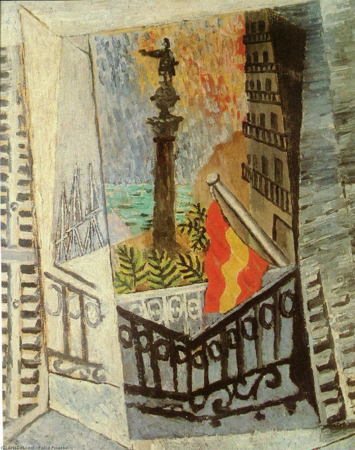 Wikioo.org - The Encyclopedia of Fine Arts - Painting, Artwork by Pablo Picasso - Vista del monumento de Colón