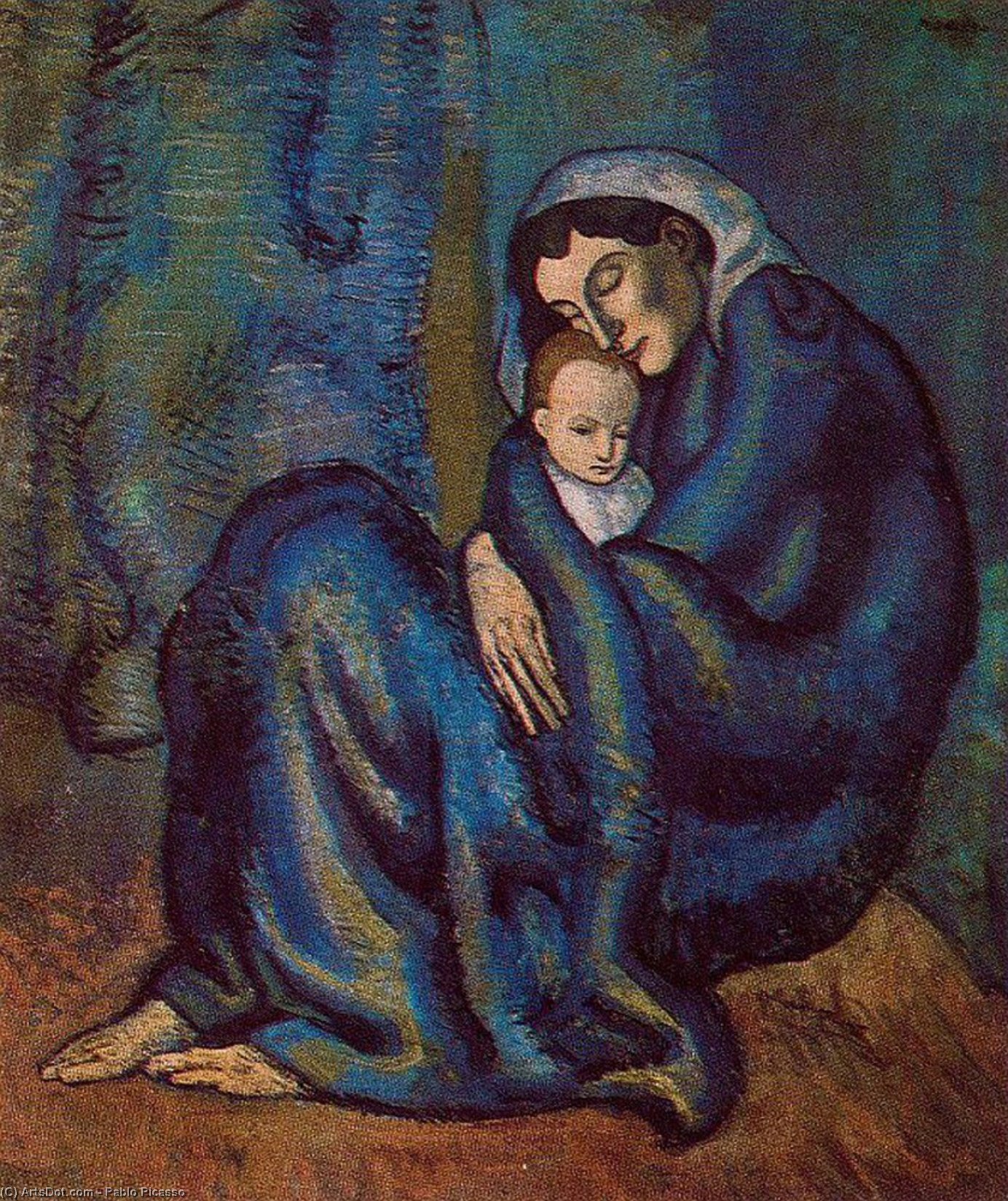 Wikioo.org - สารานุกรมวิจิตรศิลป์ - จิตรกรรม Pablo Picasso - Woman embraceing a boy