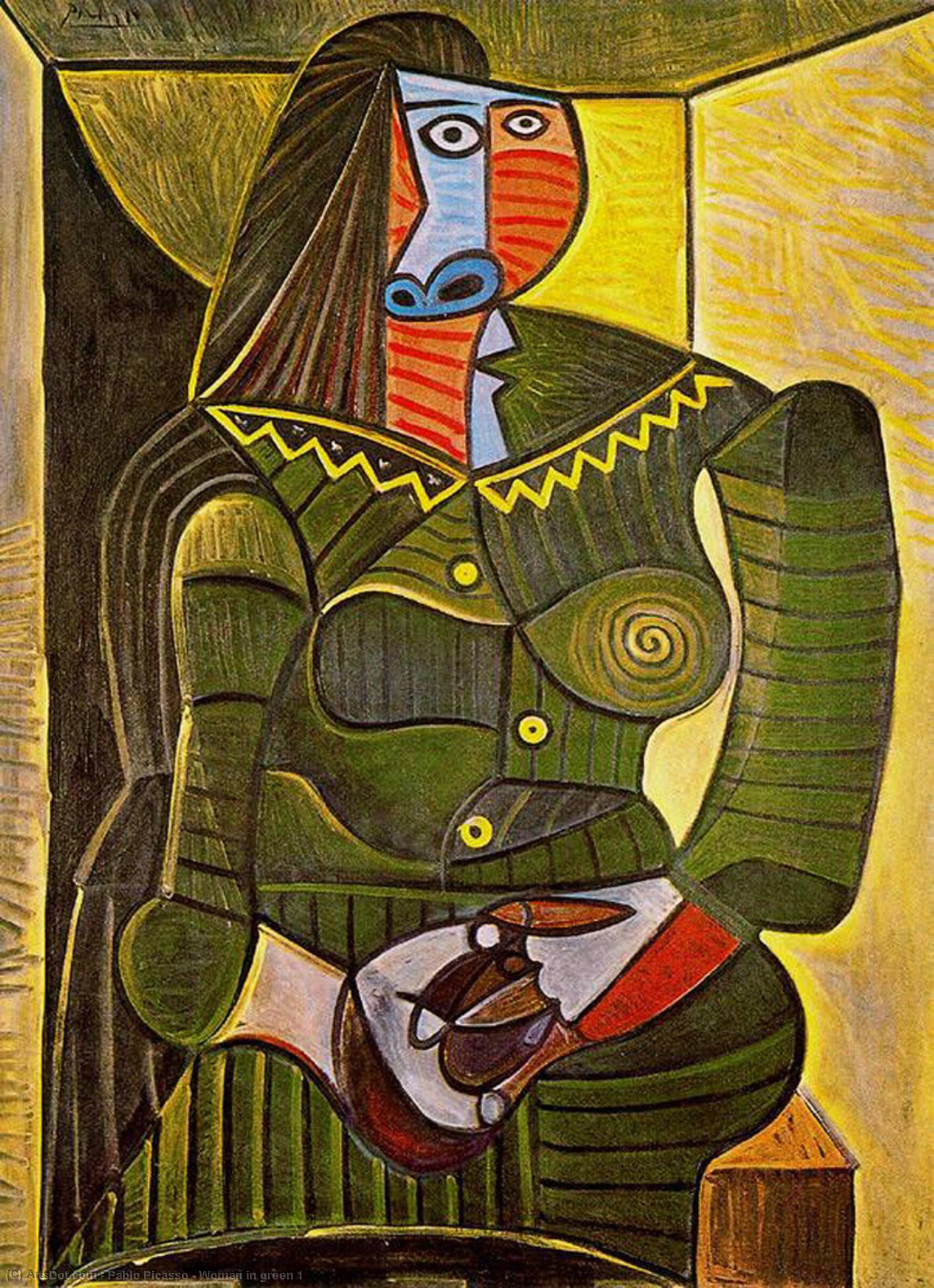 WikiOO.org - אנציקלופדיה לאמנויות יפות - ציור, יצירות אמנות Pablo Picasso - Woman in green 1