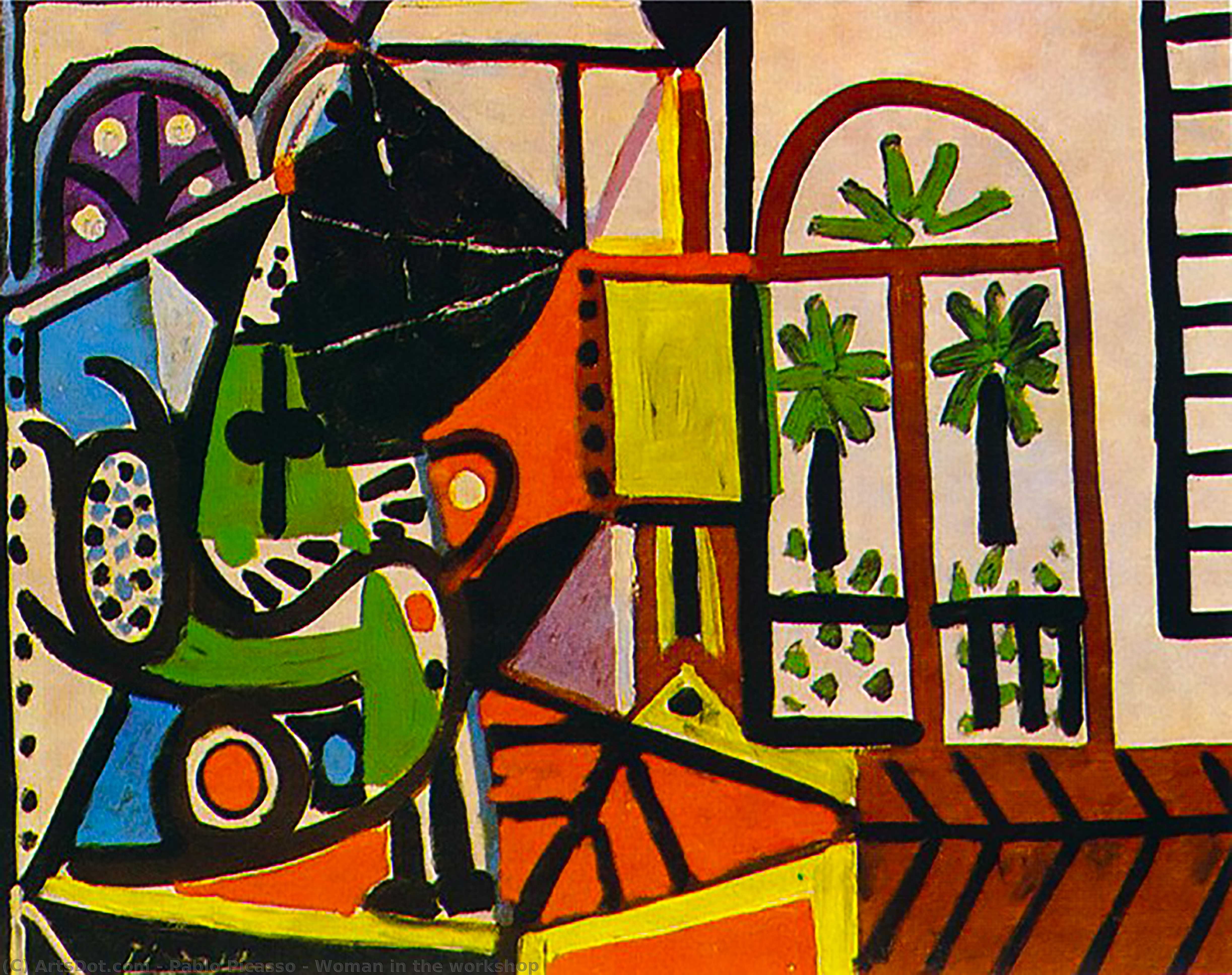 WikiOO.org - Güzel Sanatlar Ansiklopedisi - Resim, Resimler Pablo Picasso - Woman in the workshop