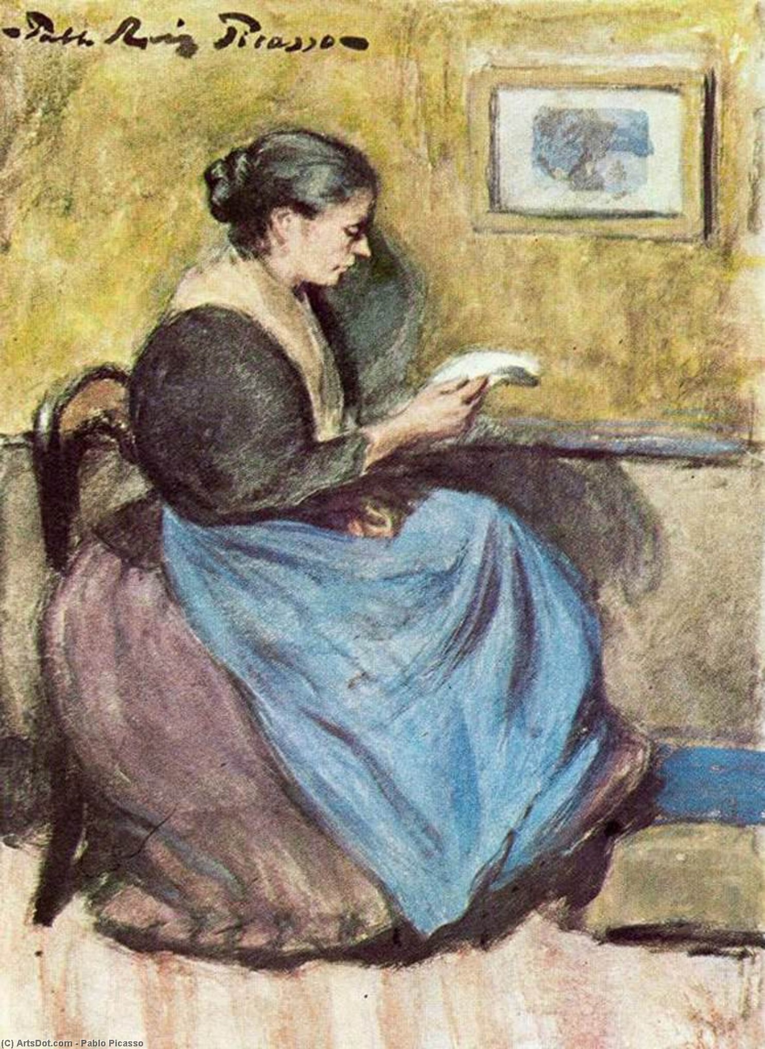 Wikioo.org - The Encyclopedia of Fine Arts - Painting, Artwork by Pablo Picasso - Woman reading 1