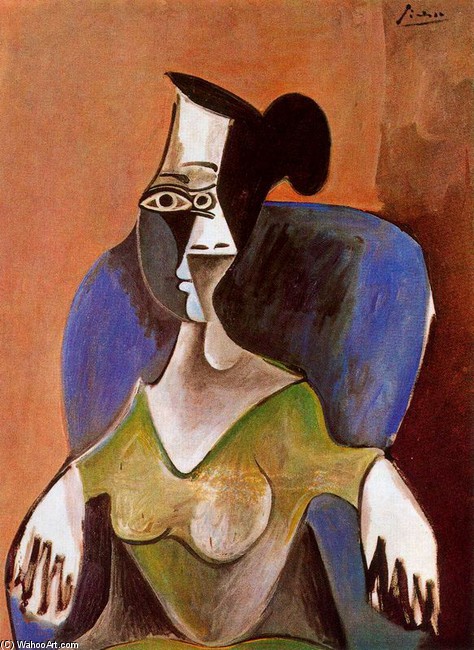 WikiOO.org - Энциклопедия изобразительного искусства - Живопись, Картины  Pablo Picasso - женщина сидит в  В  кресло