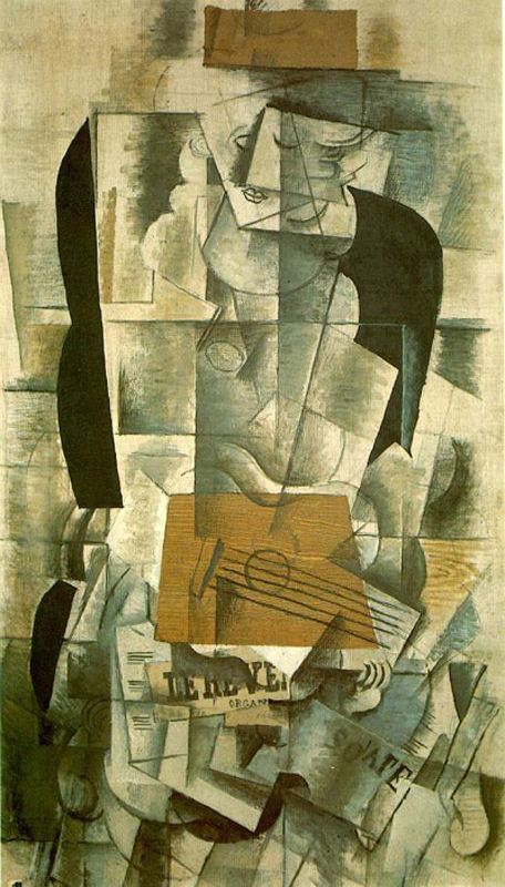Wikoo.org - موسوعة الفنون الجميلة - اللوحة، العمل الفني Pablo Picasso - Woman with a guitar
