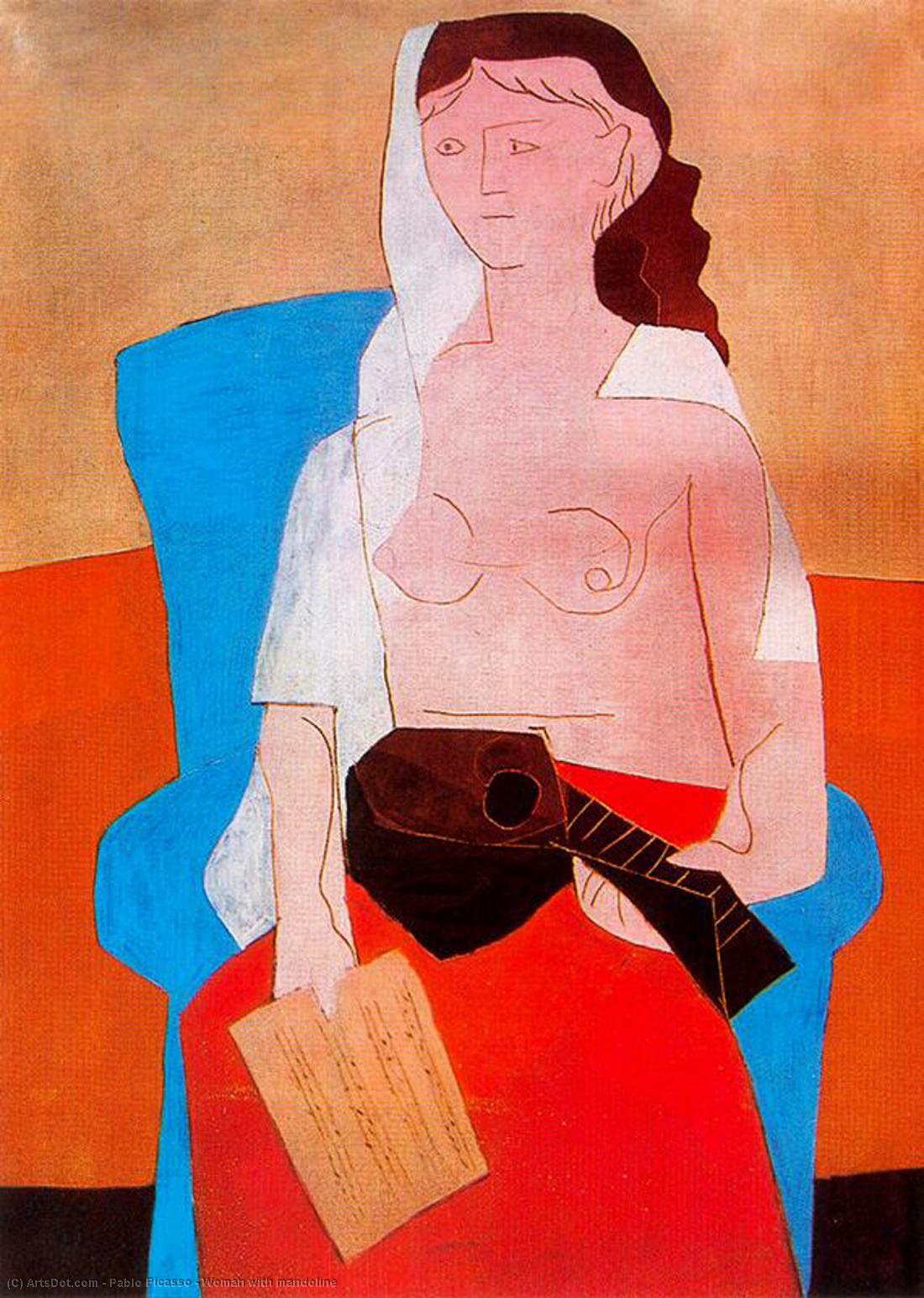 Wikoo.org - موسوعة الفنون الجميلة - اللوحة، العمل الفني Pablo Picasso - Woman with mandoline
