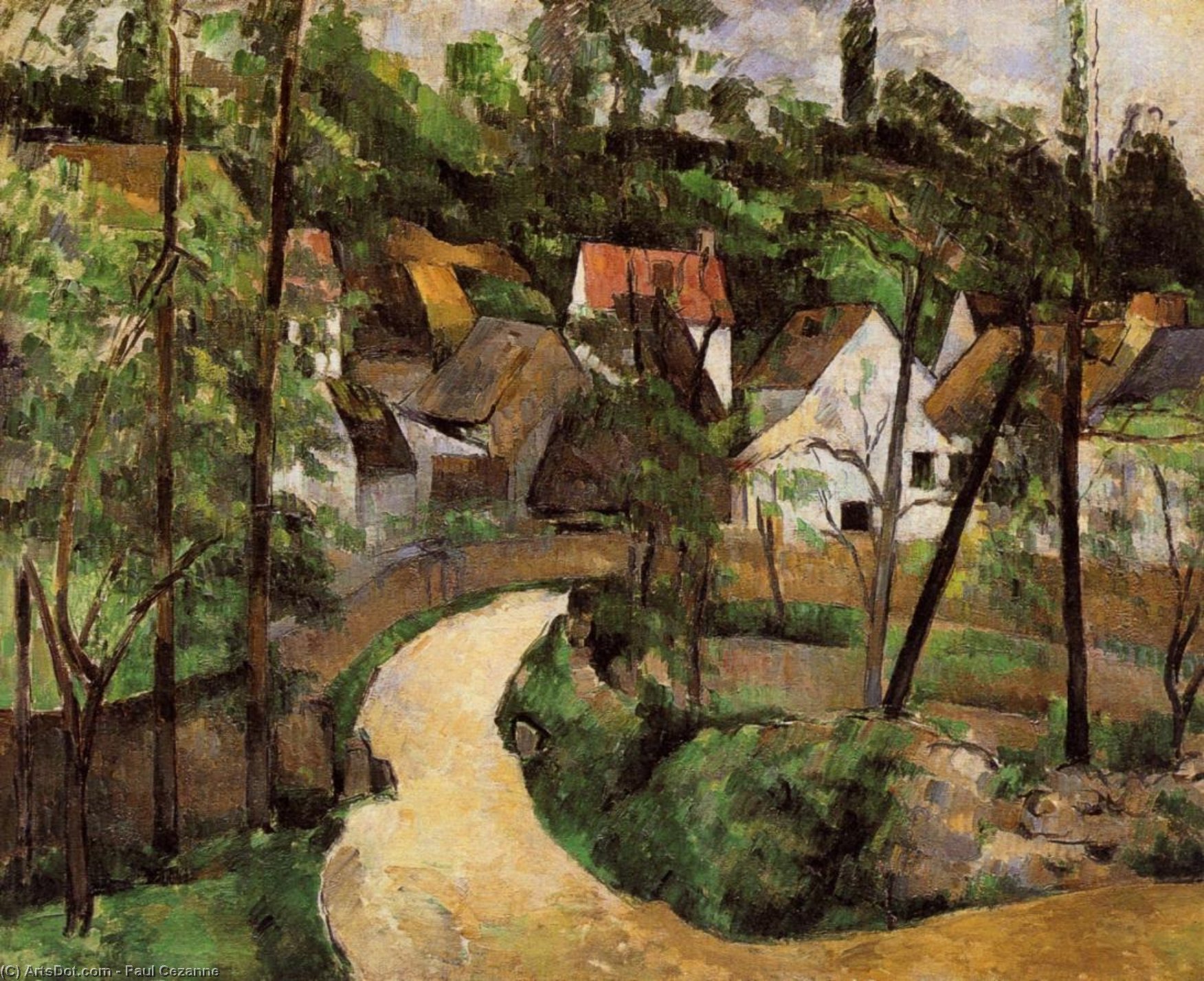 WikiOO.org - Encyclopedia of Fine Arts - Målning, konstverk Paul Cezanne - A Turn in the Road