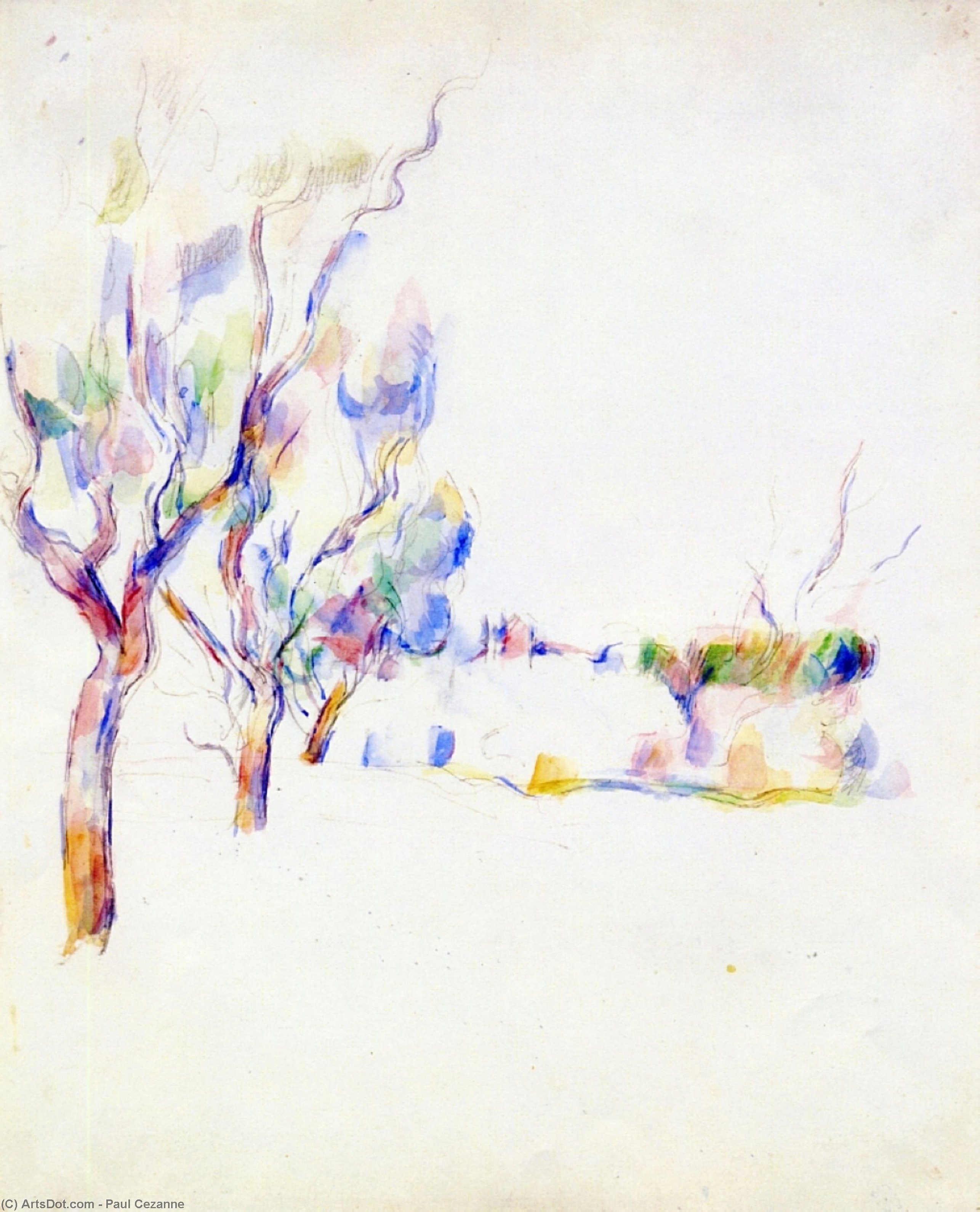 WikiOO.org - Encyclopedia of Fine Arts - Maalaus, taideteos Paul Cezanne - Almond Trees in Provence