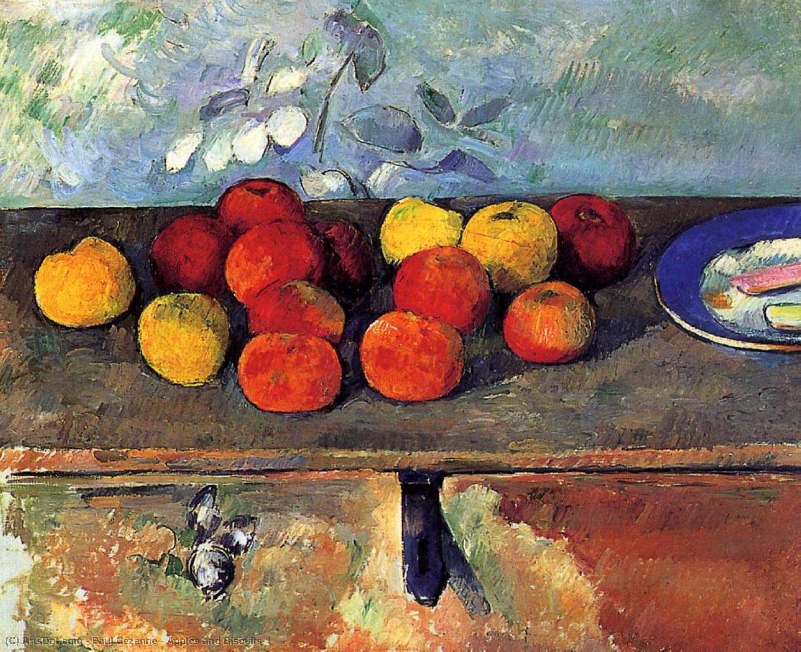 WikiOO.org - Encyclopedia of Fine Arts - Maleri, Artwork Paul Cezanne - Apples and Biscuits 1
