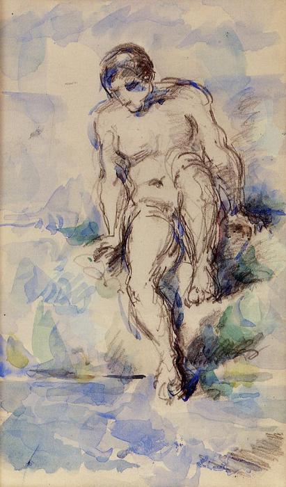 WikiOO.org - Encyclopedia of Fine Arts - Lukisan, Artwork Paul Cezanne - Bather Entering the Water