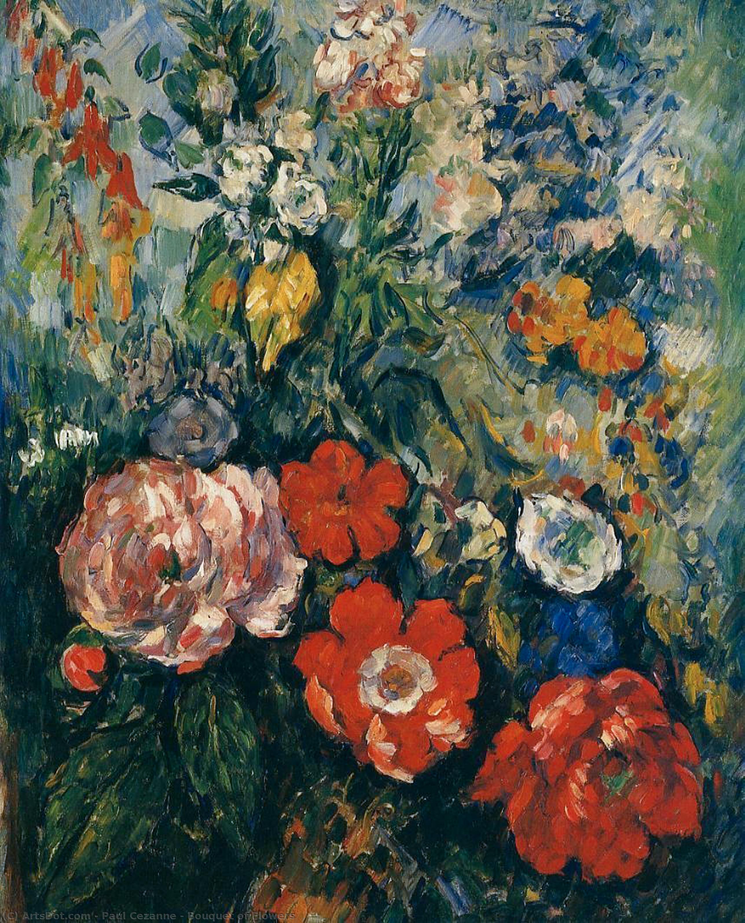 Wikoo.org - موسوعة الفنون الجميلة - اللوحة، العمل الفني Paul Cezanne - Bouquet of Flowers