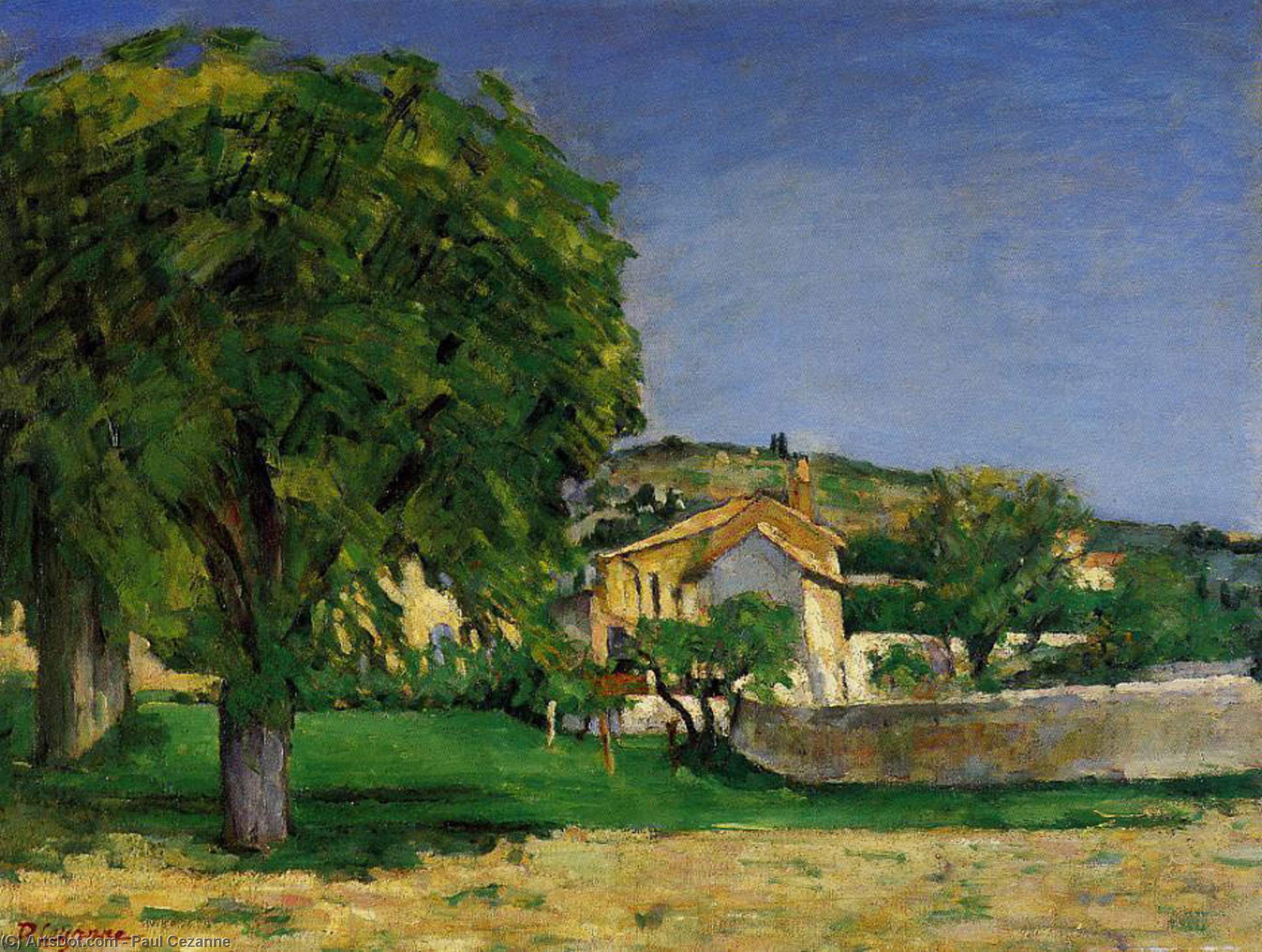 WikiOO.org - Encyclopedia of Fine Arts - Schilderen, Artwork Paul Cezanne - Chestnut Trees and Farmstead of Jas de Bouffin