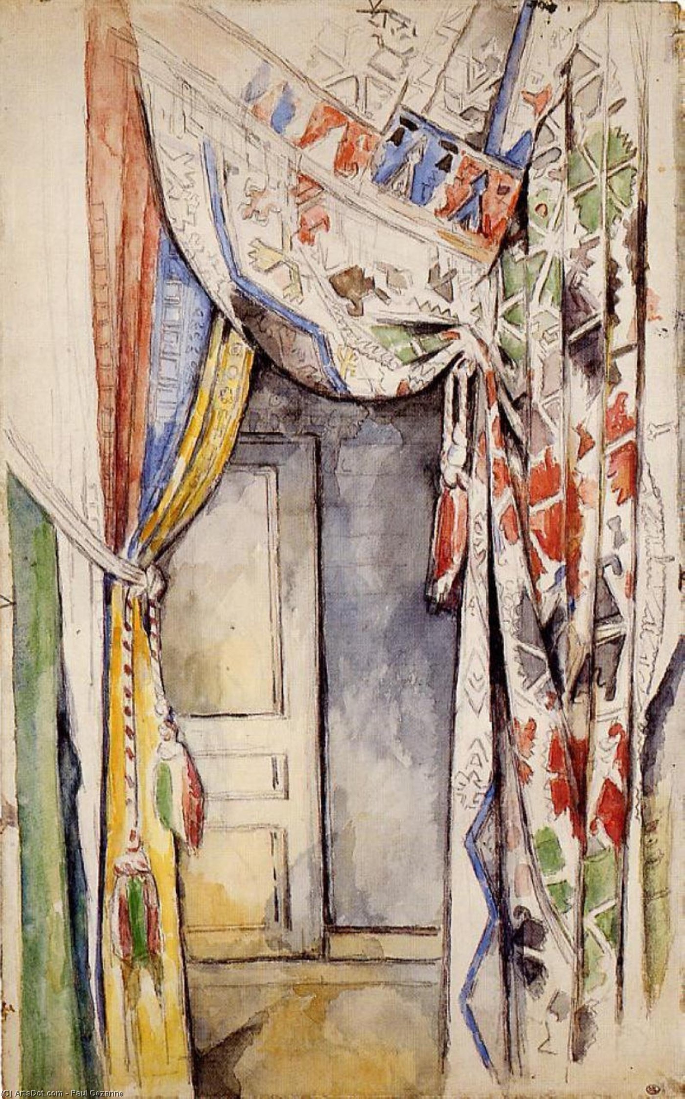 Wikoo.org - موسوعة الفنون الجميلة - اللوحة، العمل الفني Paul Cezanne - Curtains