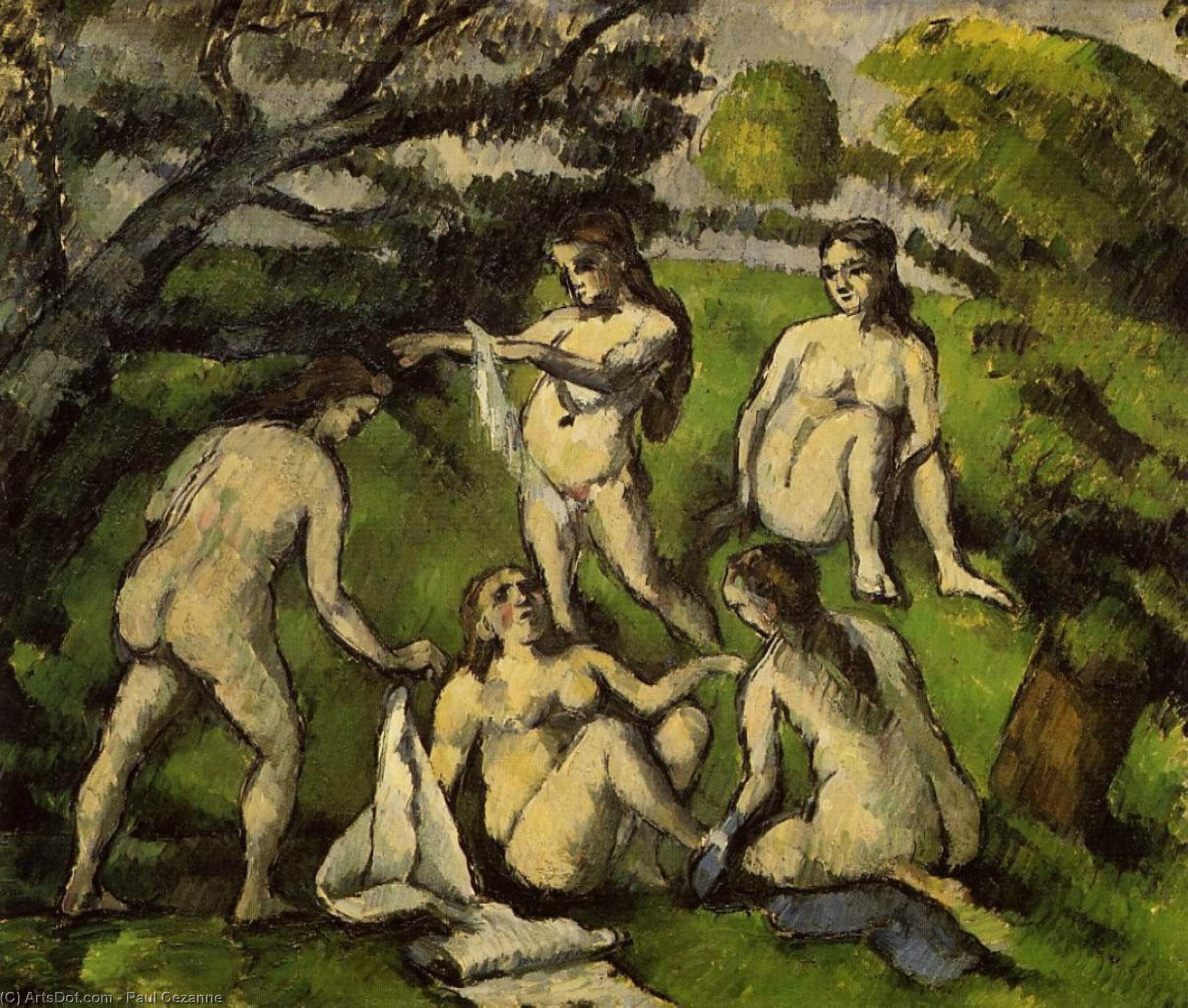 WikiOO.org – 美術百科全書 - 繪畫，作品 Paul Cezanne -  五  泳客 1