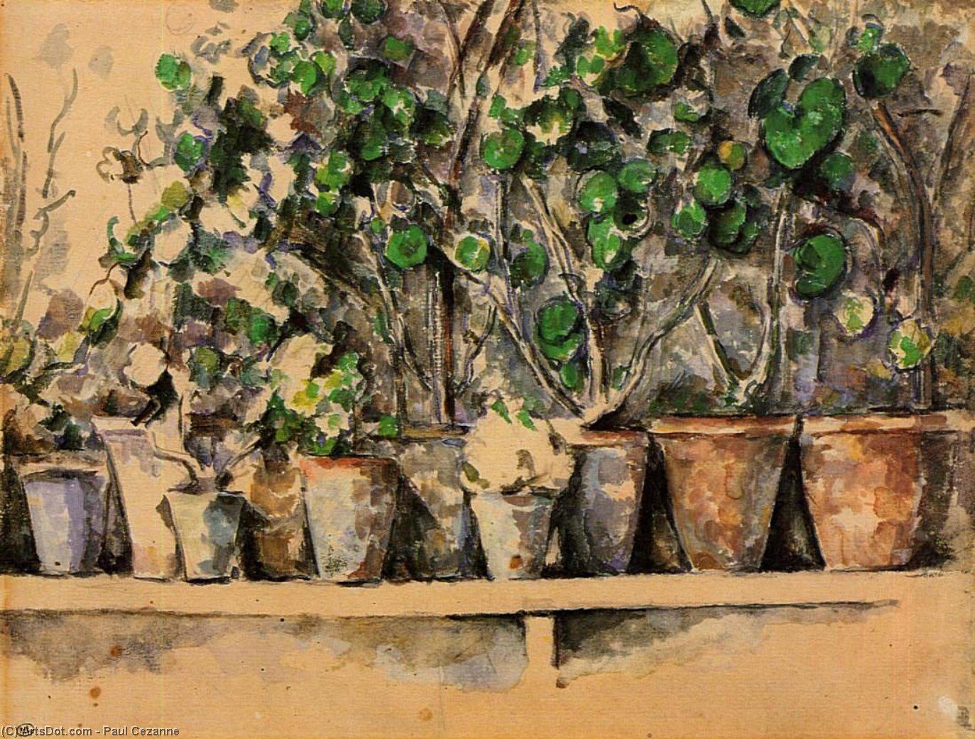 Wikioo.org - Bách khoa toàn thư về mỹ thuật - Vẽ tranh, Tác phẩm nghệ thuật Paul Cezanne - Flower Pots