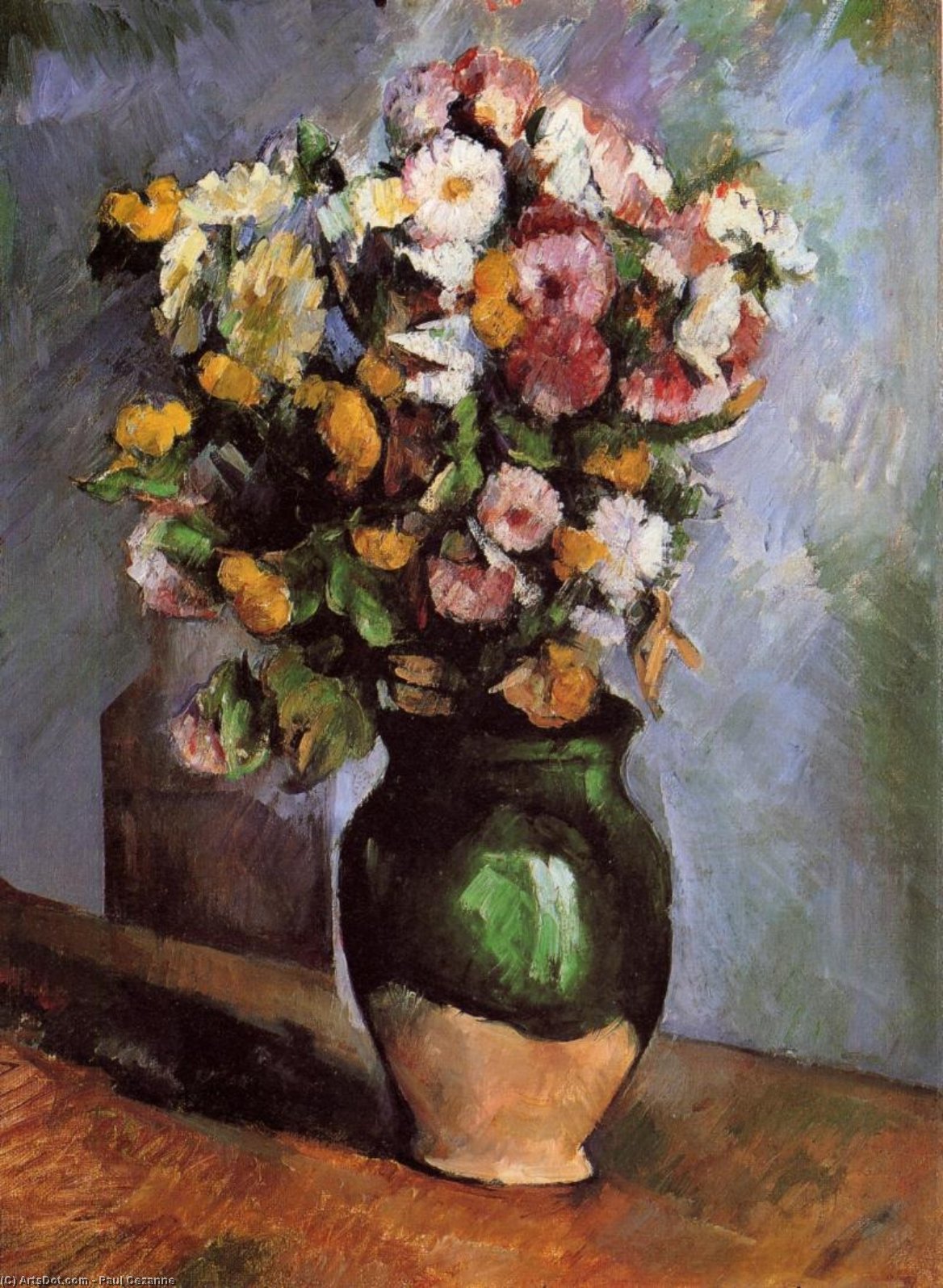 WikiOO.org - Encyclopedia of Fine Arts - Maľba, Artwork Paul Cezanne - Flowers in an Olive Jar