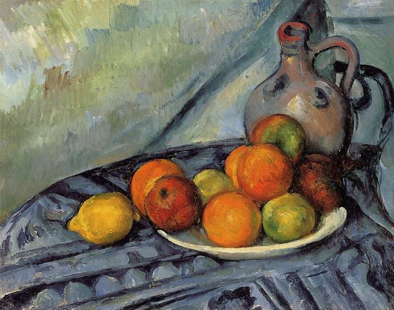 WikiOO.org - Encyclopedia of Fine Arts - Maleri, Artwork Paul Cezanne - Fruit and Jug on a Table