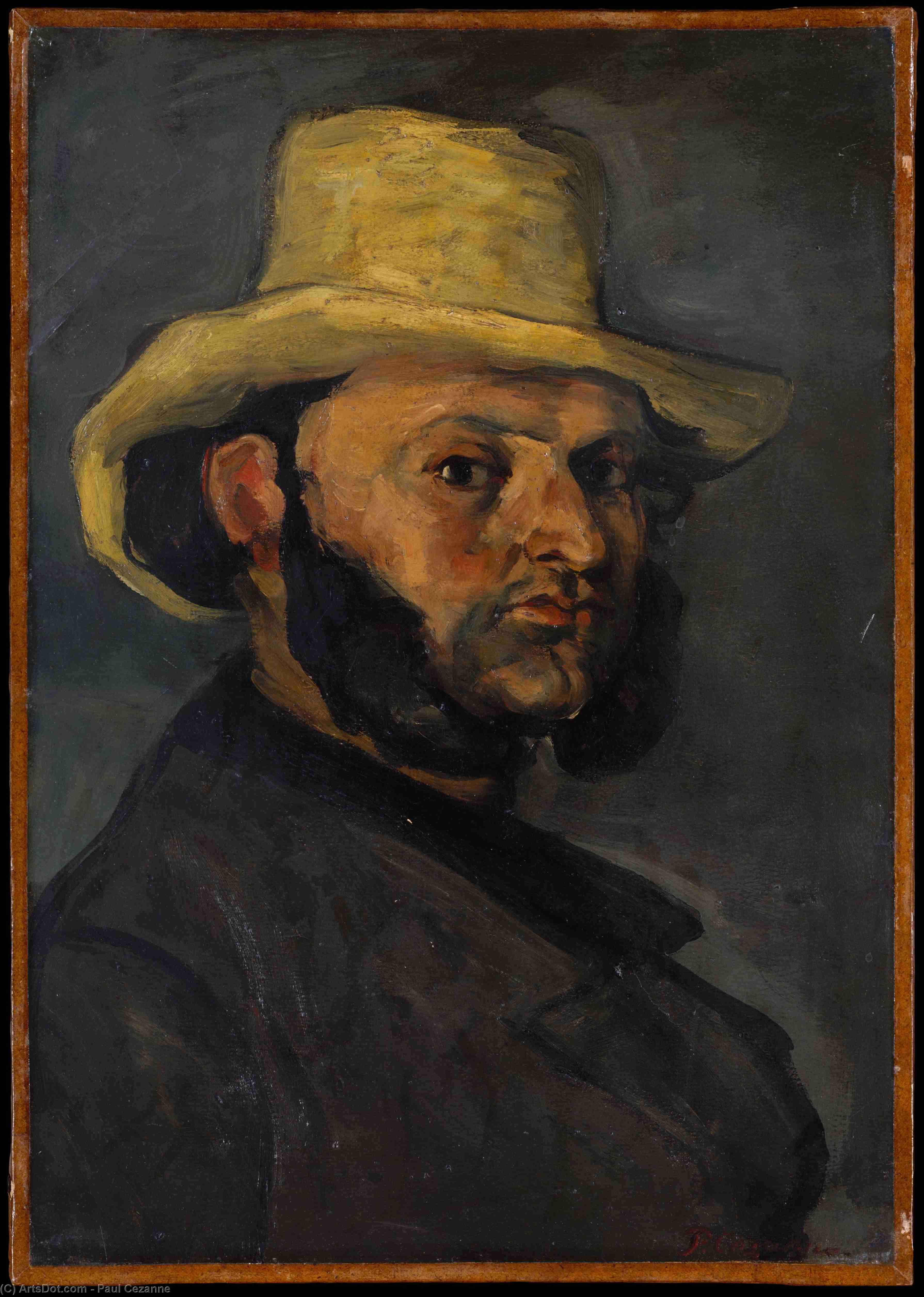 WikiOO.org - Encyclopedia of Fine Arts - Maleri, Artwork Paul Cezanne - Gustave Boyer in a Straw Hat