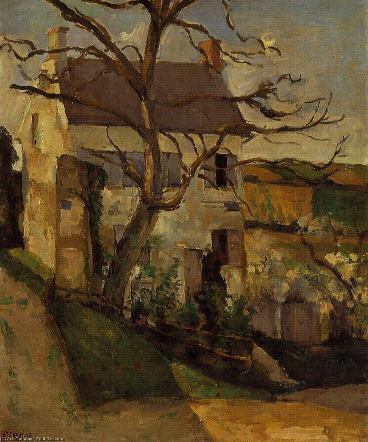 Wikioo.org - The Encyclopedia of Fine Arts - Painting, Artwork by Paul Cezanne - House and Tree, the Hermitage, Pontoise