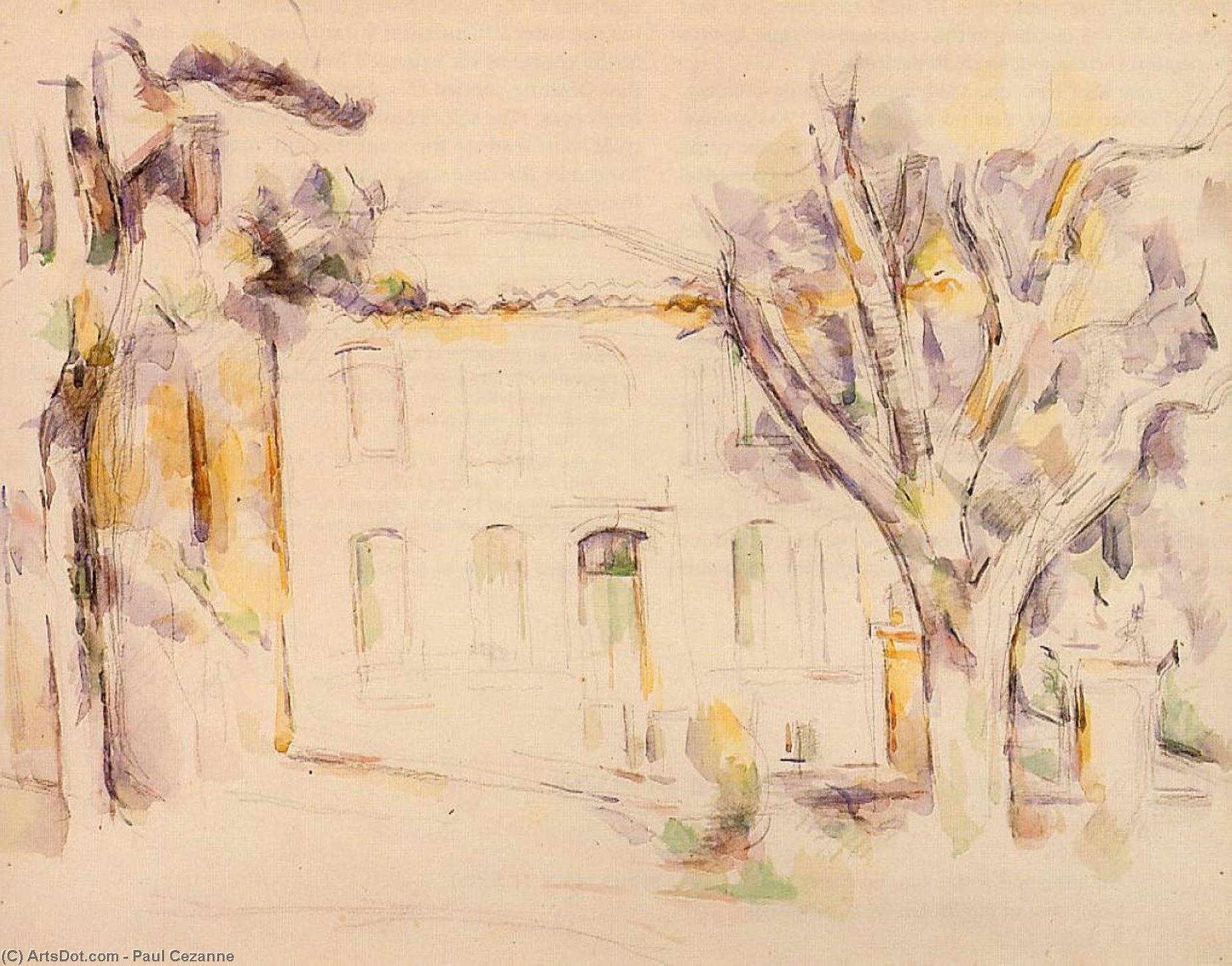 WikiOO.org - Enciclopédia das Belas Artes - Pintura, Arte por Paul Cezanne - House in Provence 1