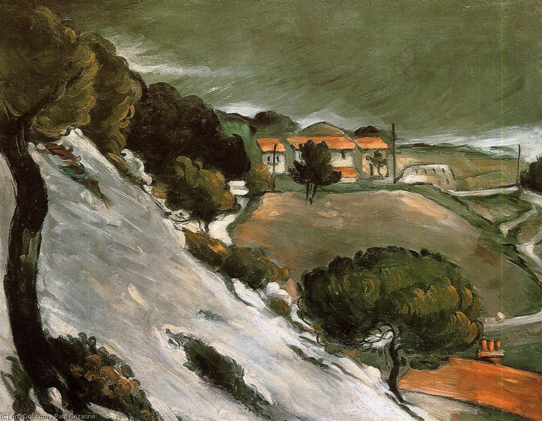 WikiOO.org - Encyclopedia of Fine Arts - Maľba, Artwork Paul Cezanne - L'Estaque under Snow