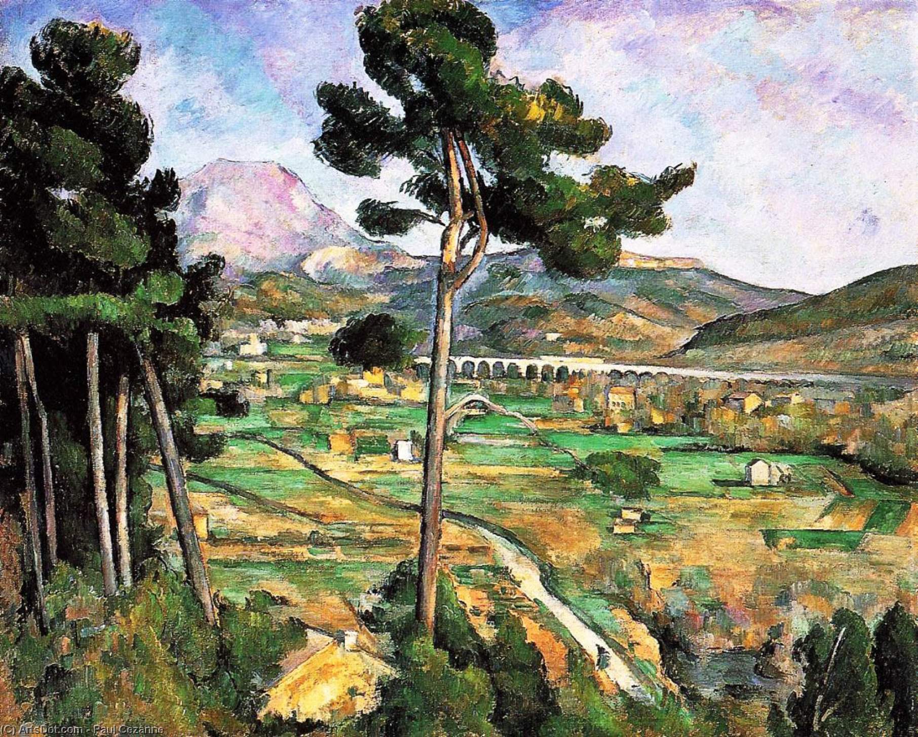 WikiOO.org - Encyclopedia of Fine Arts - Maleri, Artwork Paul Cezanne - Landscape with Viaduct - Mont Sainte-Victoire