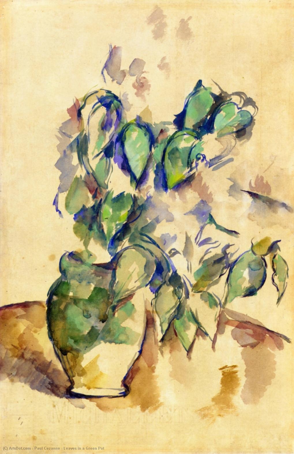 WikiOO.org - Enciklopedija dailės - Tapyba, meno kuriniai Paul Cezanne - Leaves in a Green Pot