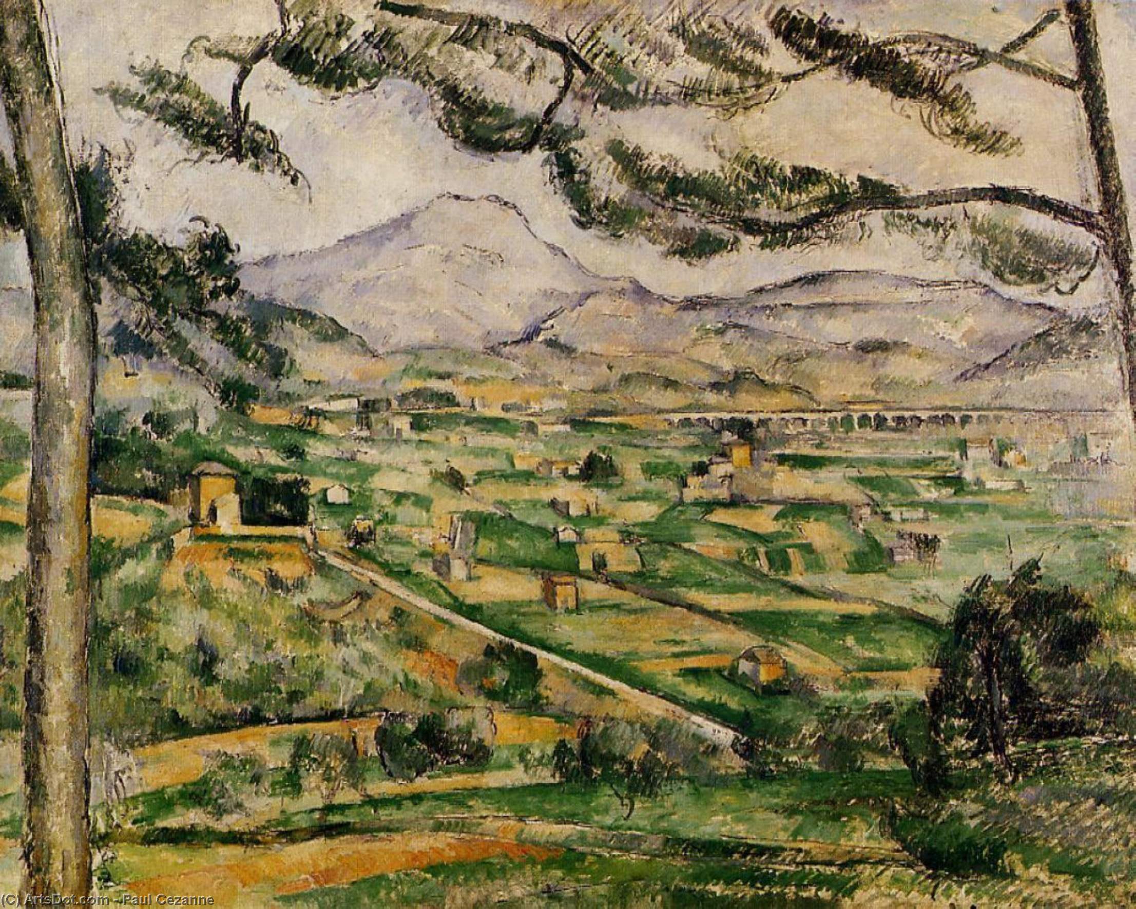 WikiOO.org - Enciklopedija dailės - Tapyba, meno kuriniai Paul Cezanne - Mont Sainte-Victoire with Large Pine