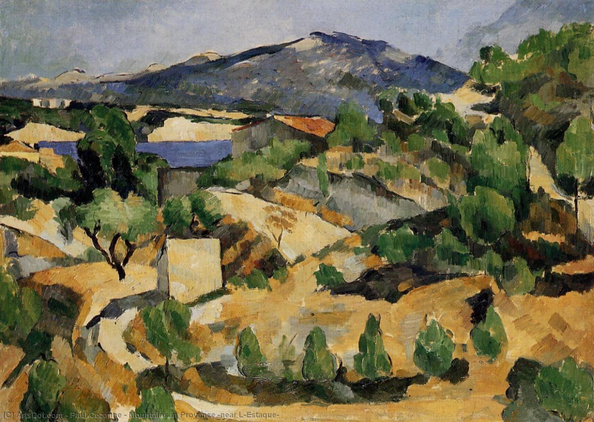 WikiOO.org – 美術百科全書 - 繪畫，作品 Paul Cezanne - 山 在 普罗旺斯 ( 附近 L'Estaque )