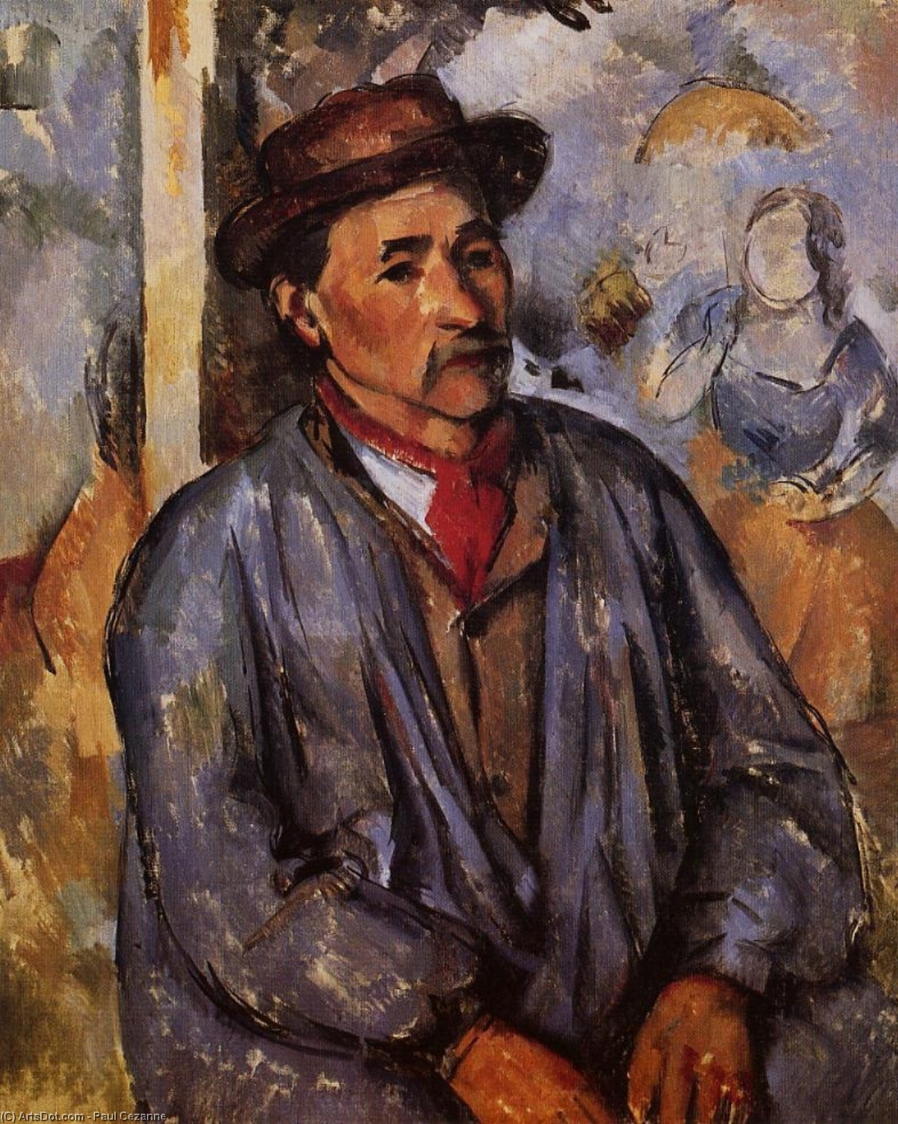 Wikioo.org - The Encyclopedia of Fine Arts - Painting, Artwork by Paul Cezanne - Peasant in a Blue Smock