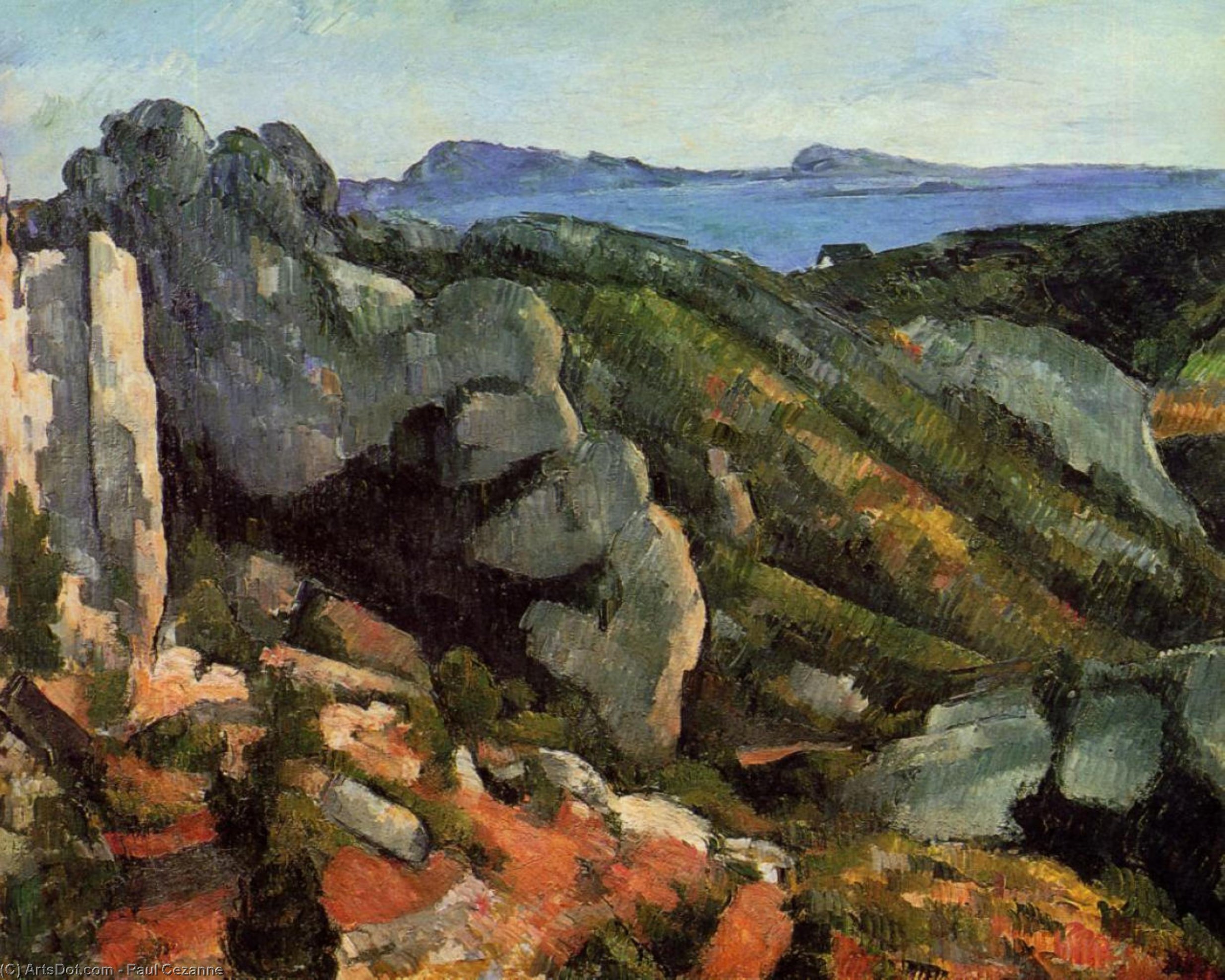 WikiOO.org - Encyclopedia of Fine Arts - Maleri, Artwork Paul Cezanne - Rocks at L'Estaque