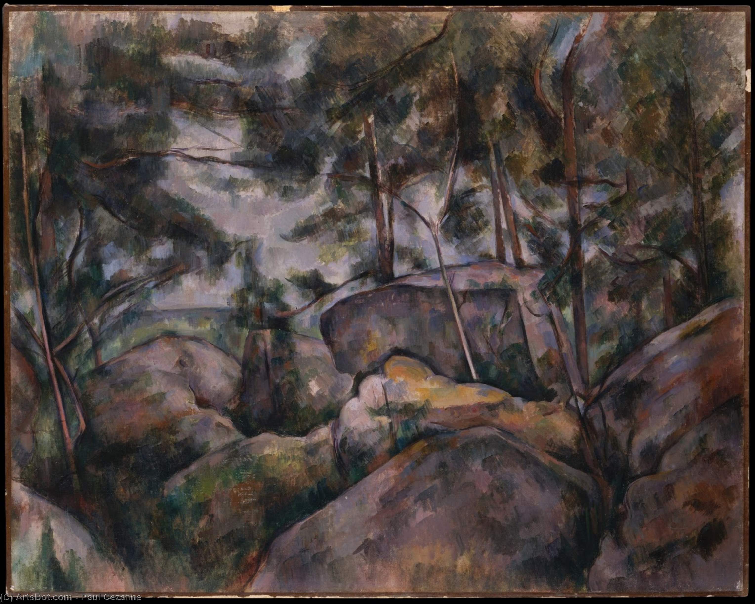 WikiOO.org - Encyclopedia of Fine Arts - Maleri, Artwork Paul Cezanne - Rocks in the Forest