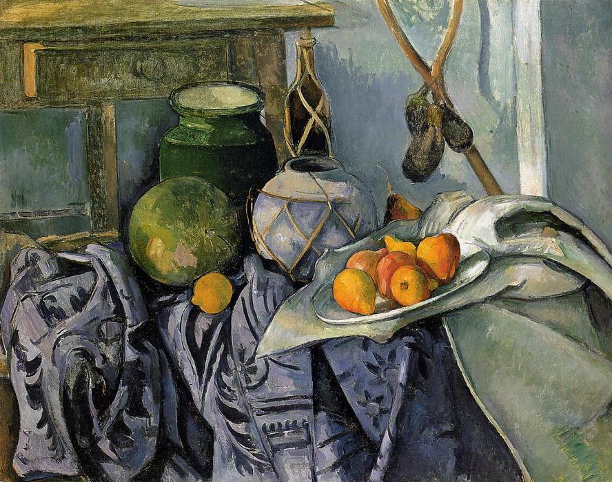 WikiOO.org - אנציקלופדיה לאמנויות יפות - ציור, יצירות אמנות Paul Cezanne - Still Life with a Ginger Jar and Eggplants