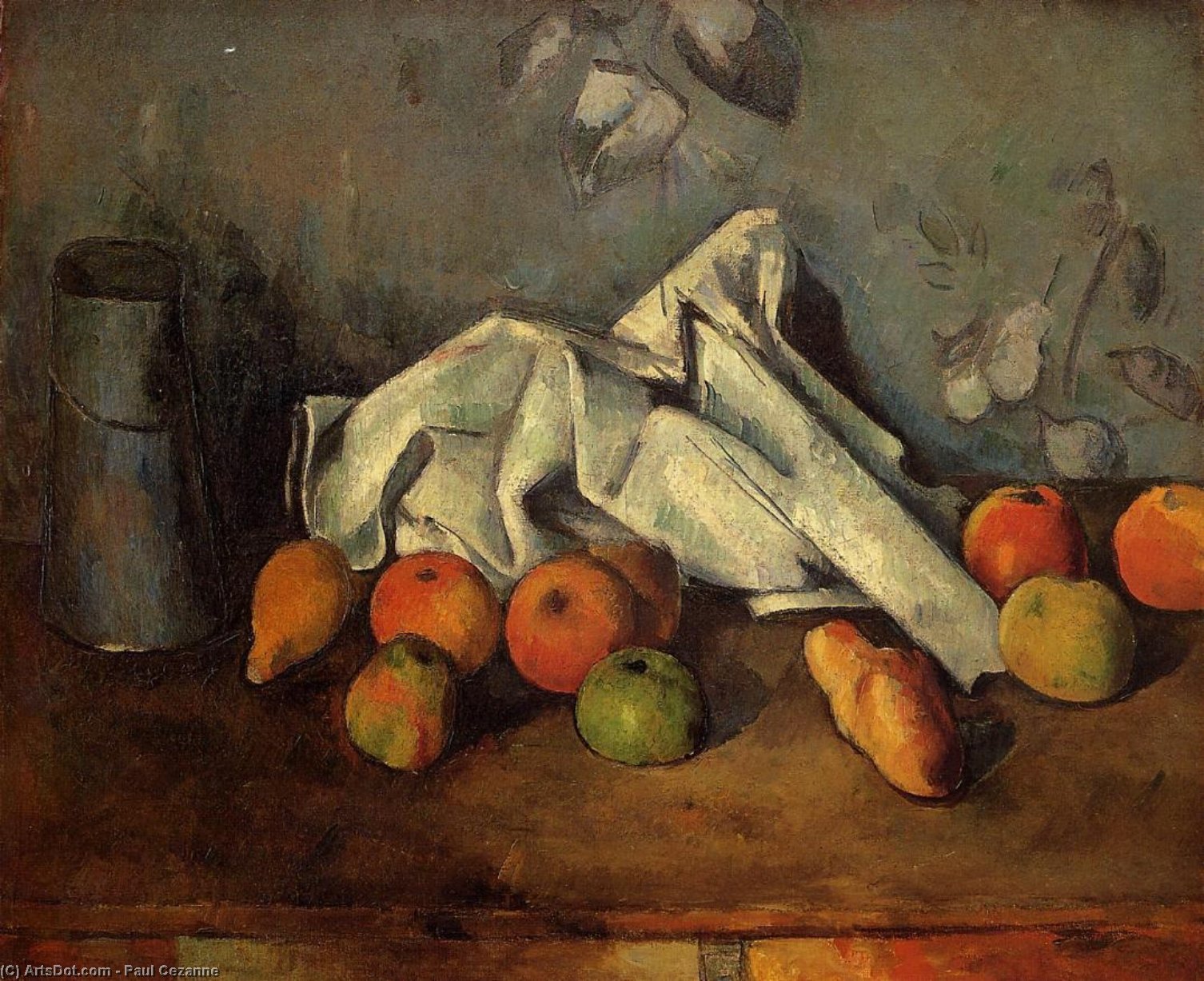 Wikioo.org – L'Encyclopédie des Beaux Arts - Peinture, Oeuvre de Paul Cezanne - Nature morte avec pommes et lait Can