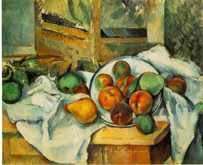 Wikioo.org - สารานุกรมวิจิตรศิลป์ - จิตรกรรม Paul Cezanne - Table, Napkin and Fruit