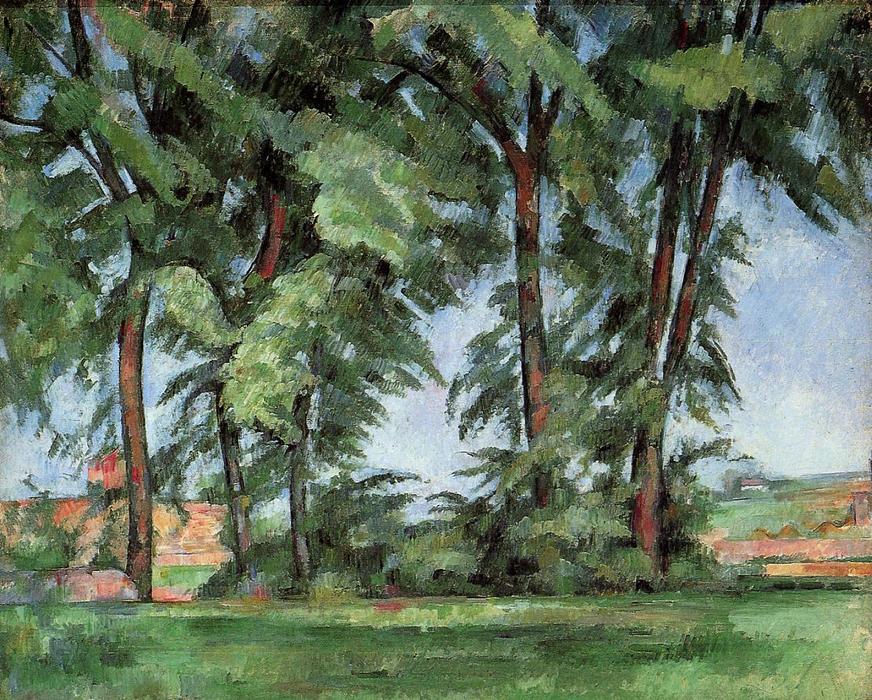 Wikioo.org – La Enciclopedia de las Bellas Artes - Pintura, Obras de arte de Paul Cezanne - Árboles altos en el Jas de Bouffan