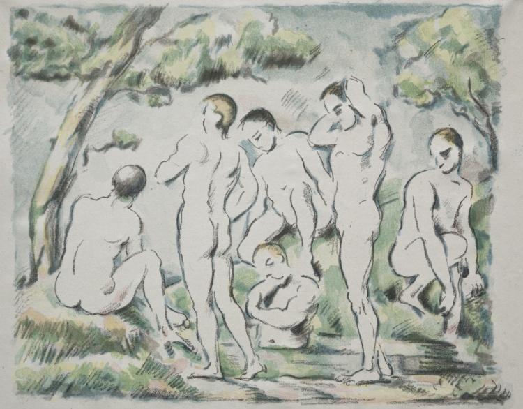 Wikoo.org - موسوعة الفنون الجميلة - اللوحة، العمل الفني Paul Cezanne - The Bathers 2