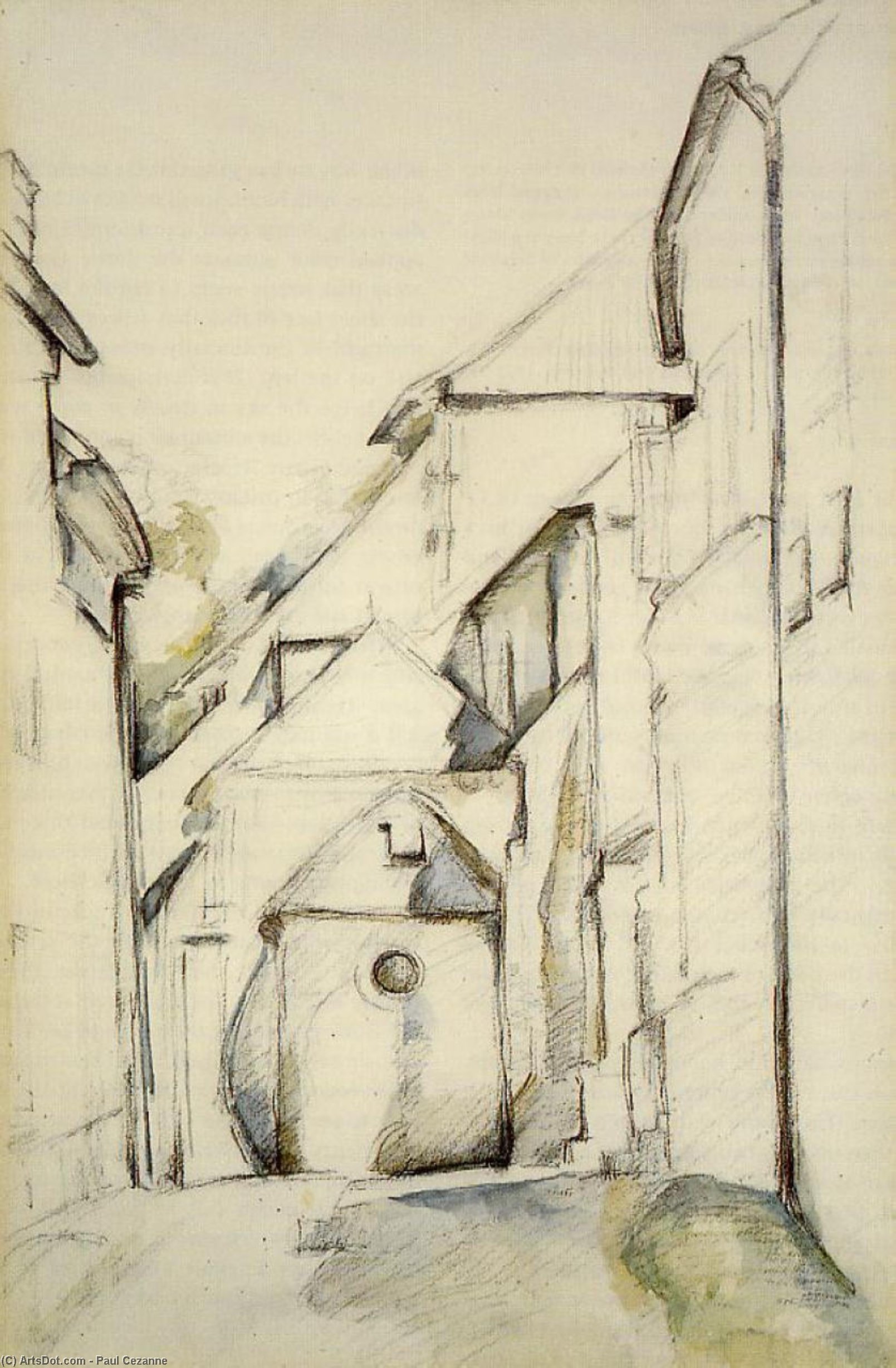 WikiOO.org - Encyclopedia of Fine Arts - Lukisan, Artwork Paul Cezanne - The Church of Saint-Pierre in Avon