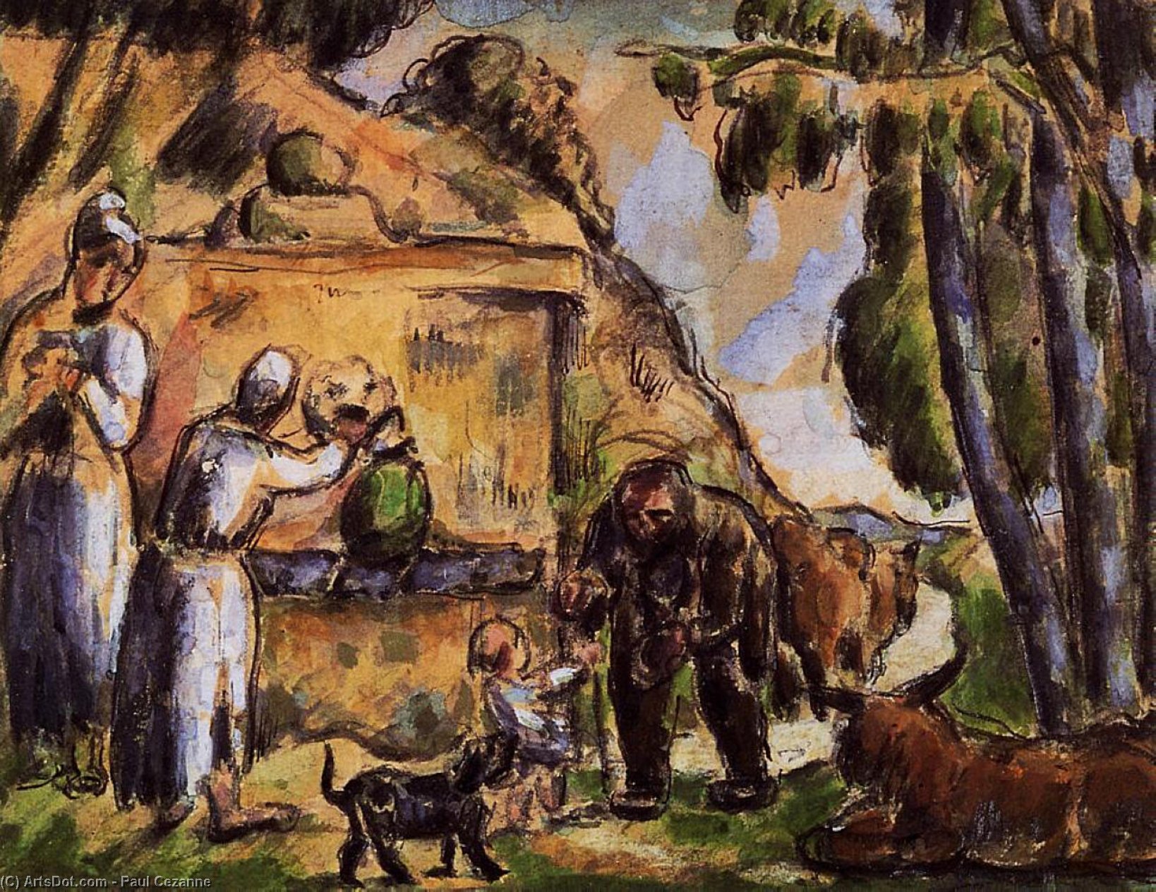 Wikioo.org - สารานุกรมวิจิตรศิลป์ - จิตรกรรม Paul Cezanne - The Fountain
