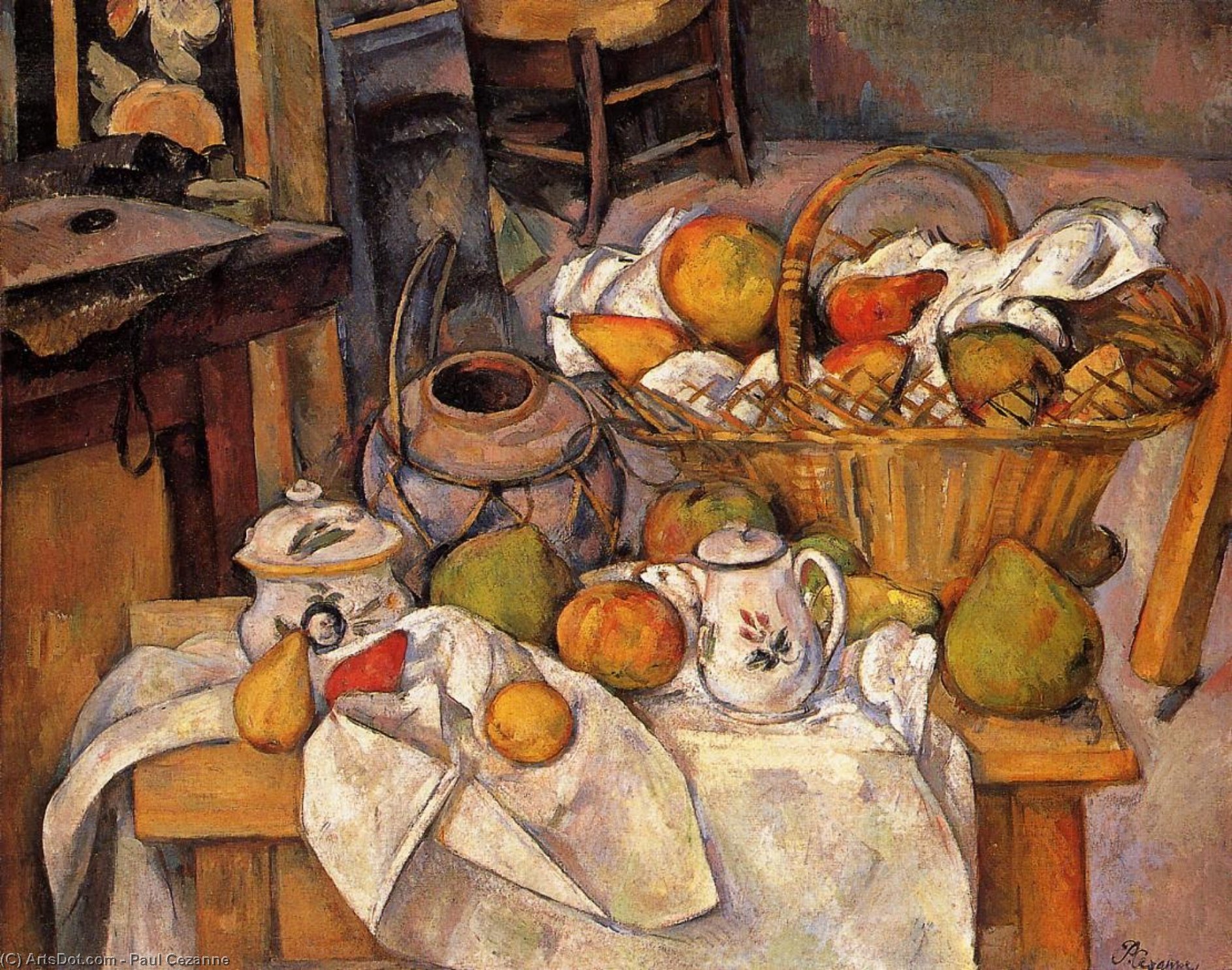 WikiOO.org - 백과 사전 - 회화, 삽화 Paul Cezanne - The Kitchen Table