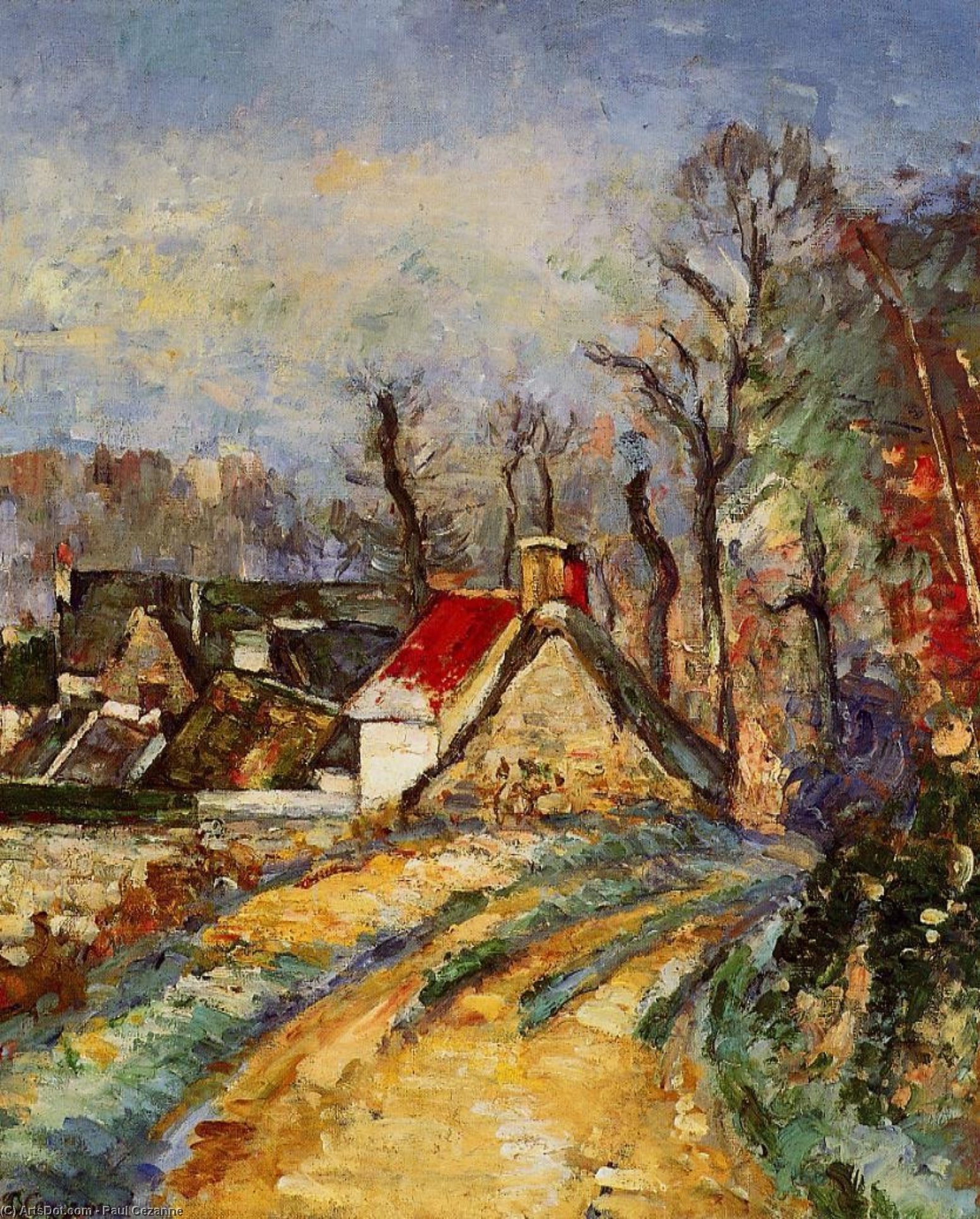 Wikioo.org - สารานุกรมวิจิตรศิลป์ - จิตรกรรม Paul Cezanne - The Turn in the Road at Auvers