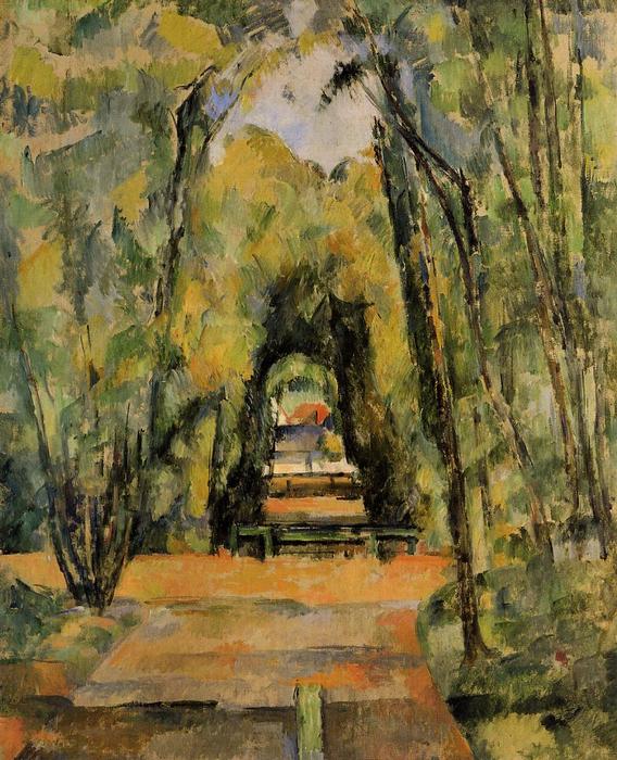 Wikioo.org - Bách khoa toàn thư về mỹ thuật - Vẽ tranh, Tác phẩm nghệ thuật Paul Cezanne - Tree Lined Lane at Chantilly