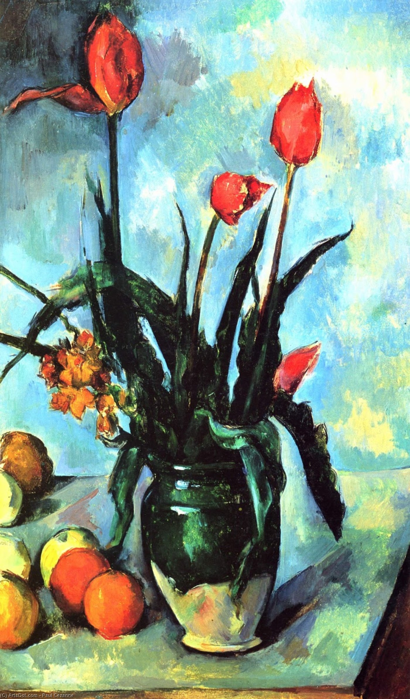 Wikioo.org – La Enciclopedia de las Bellas Artes - Pintura, Obras de arte de Paul Cezanne - tulipanes en un florero