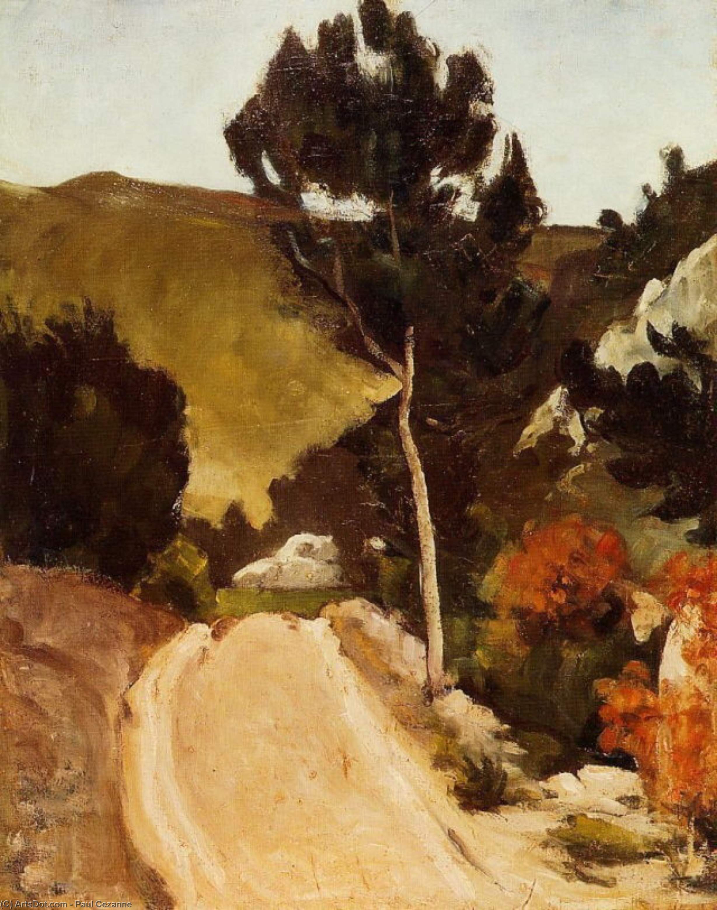 Wikoo.org - موسوعة الفنون الجميلة - اللوحة، العمل الفني Paul Cezanne - Winding Road in Provence