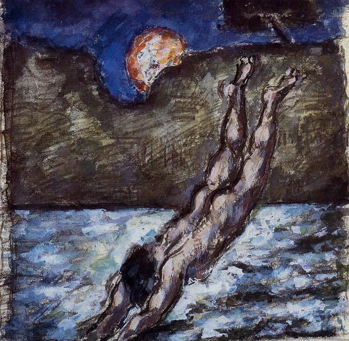Wikioo.org - สารานุกรมวิจิตรศิลป์ - จิตรกรรม Paul Cezanne - Woman Diving into Water