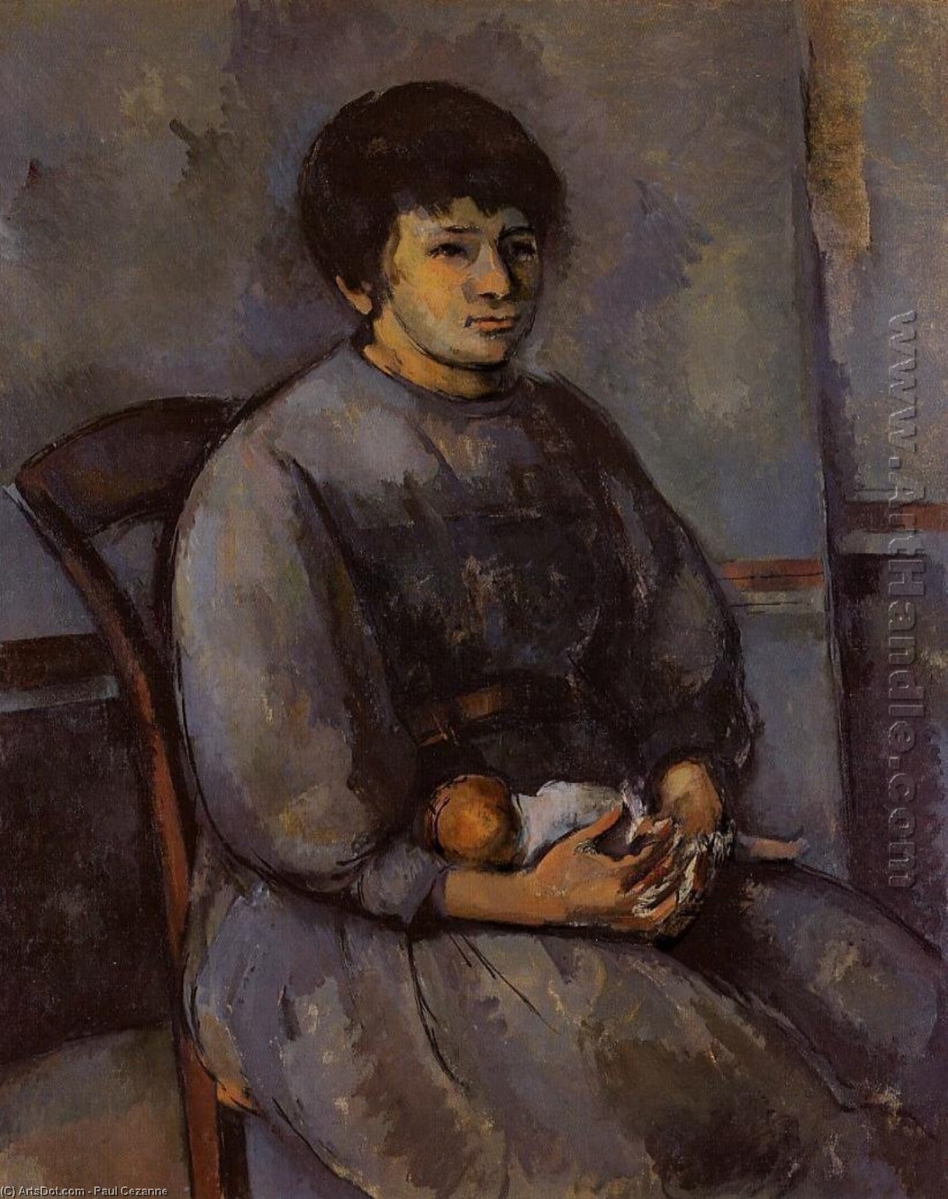 Wikioo.org - Bách khoa toàn thư về mỹ thuật - Vẽ tranh, Tác phẩm nghệ thuật Paul Cezanne - Young Girl with a Doll